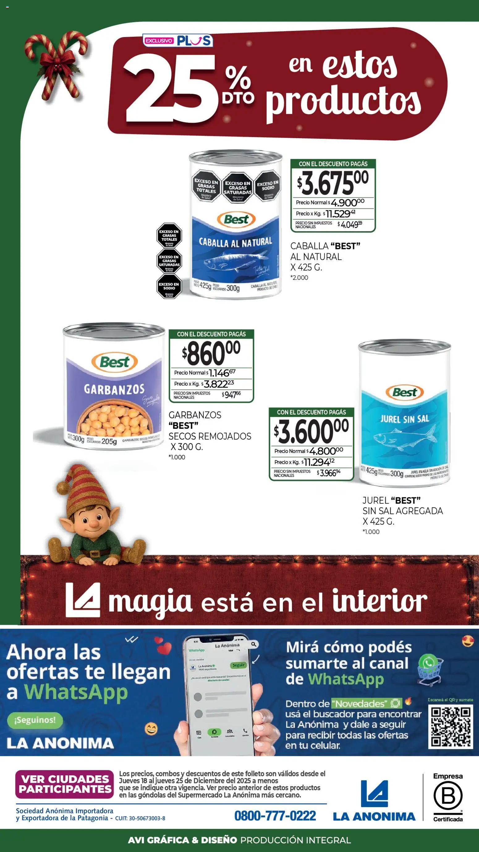 La Anonima Marca Propia Fiestas │ válido desde el 18.12.2025 | Página: 23 | Productos: Sal, Garbanzos, Agua, Té