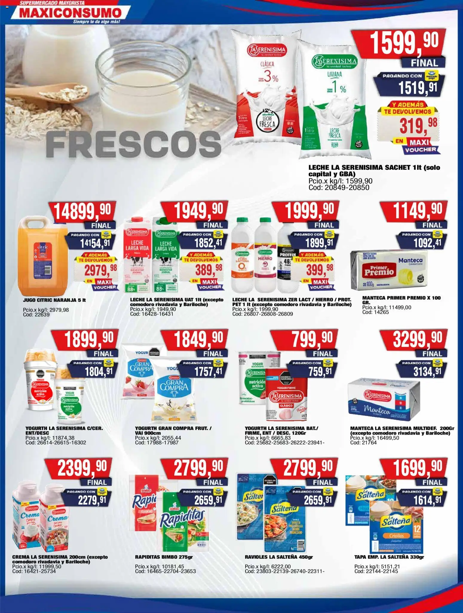 Maxiconsumo ofertas │ válido desde el 20.04.2026 | Página: 13 | Productos: Manteca, Yogur, Té, Crema