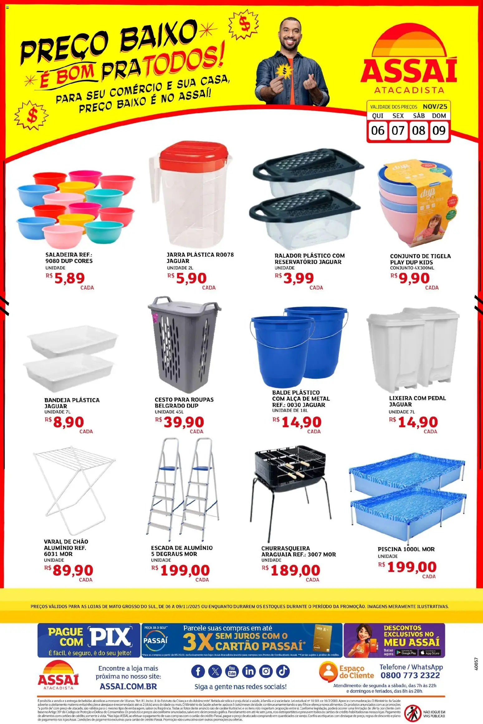 Assaí Atacadista Folheto - válido de 06.11.2025 | Página: 1 | Produtos: Pneus, Bandeja, Churrasqueira, Tigela