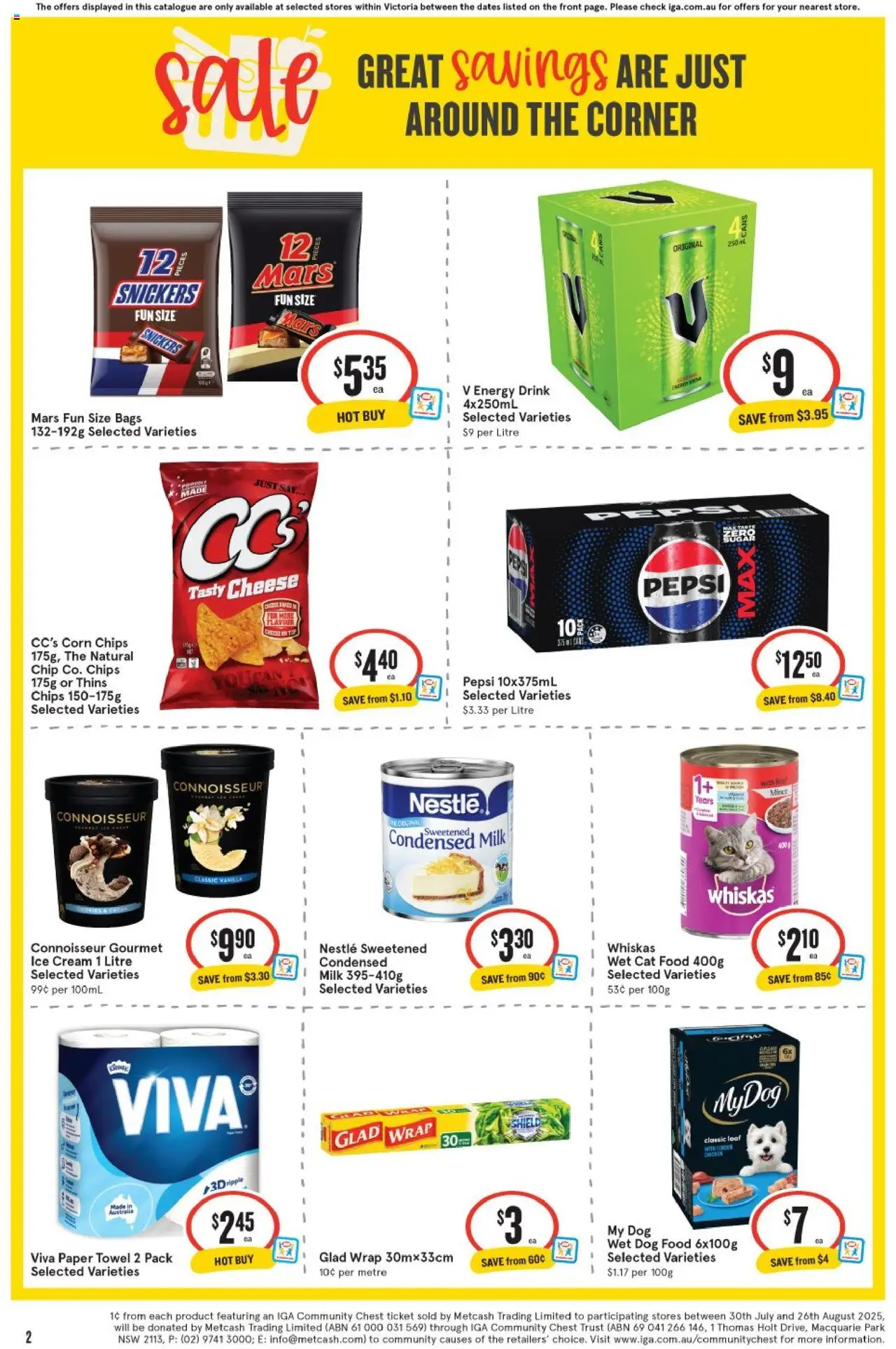 IGA catalogue - valid from 06.08.2025 | Page: 3 | Products: Cheese, Energy drink, Dog food, Ice cream