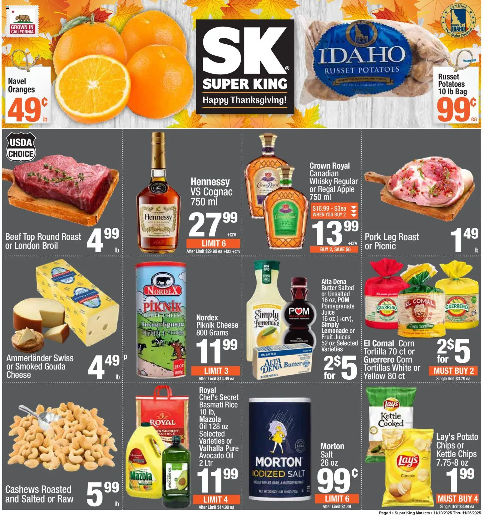 Super King - Weekly Ad - valid from 26.11.2025 | Page: 1 | Products: Oil, Juice, Pork, Oranges