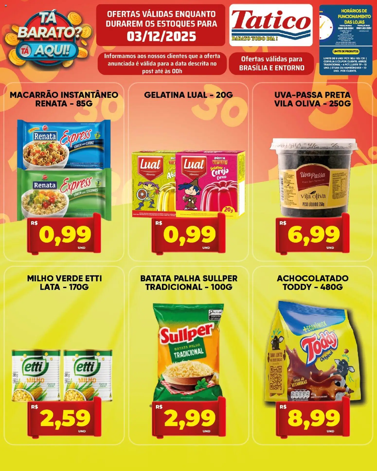 Tatico Folheto - válido de 03.12.2025 | Página: 12 | Produtos: Leite, Arroz, Batata palha, Batata
