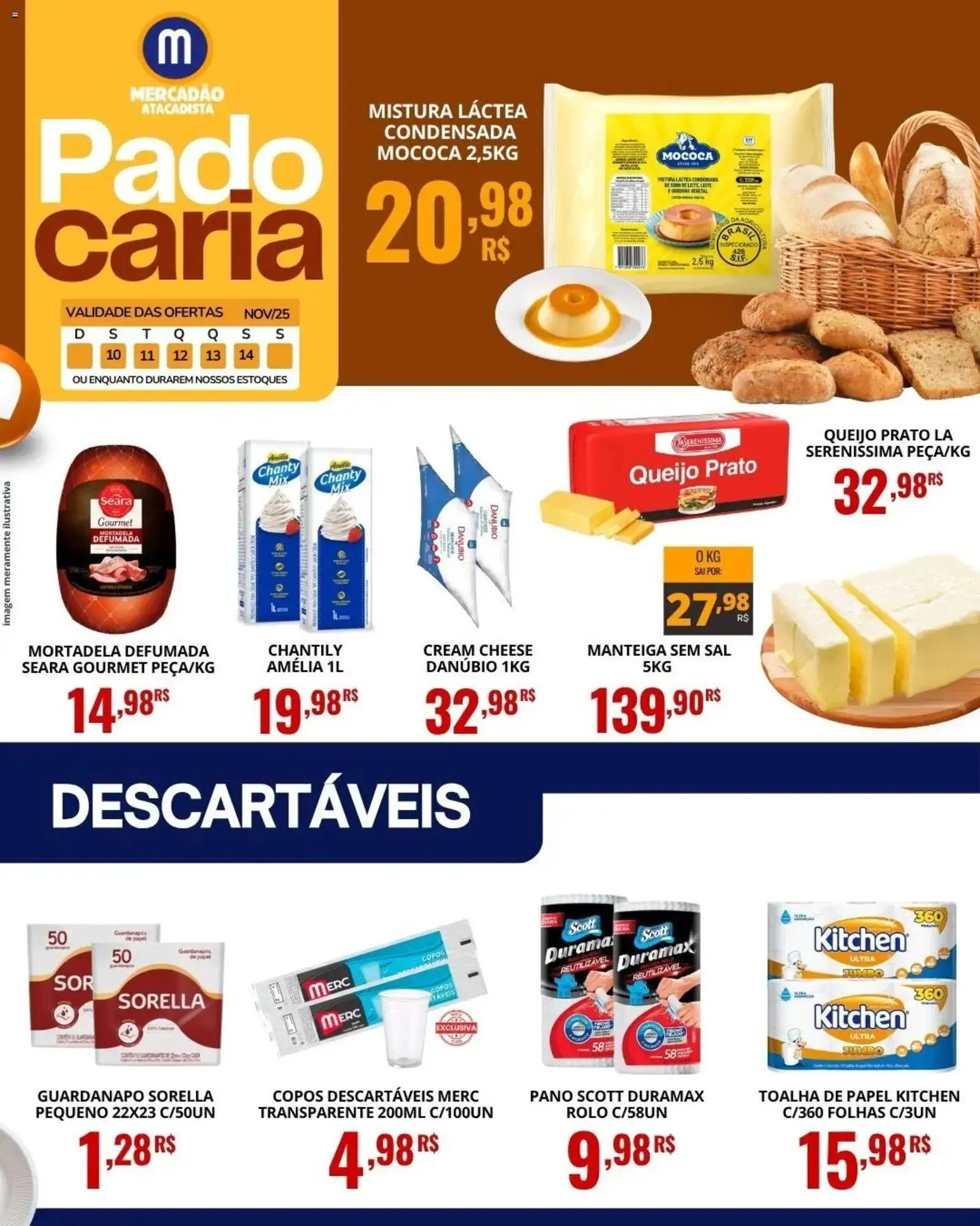 Mercadão Atacadista Folheto - válido de 10.11.2025 | Página: 3 | Produtos: Rolo, Manteiga, Mortadela, Sal
