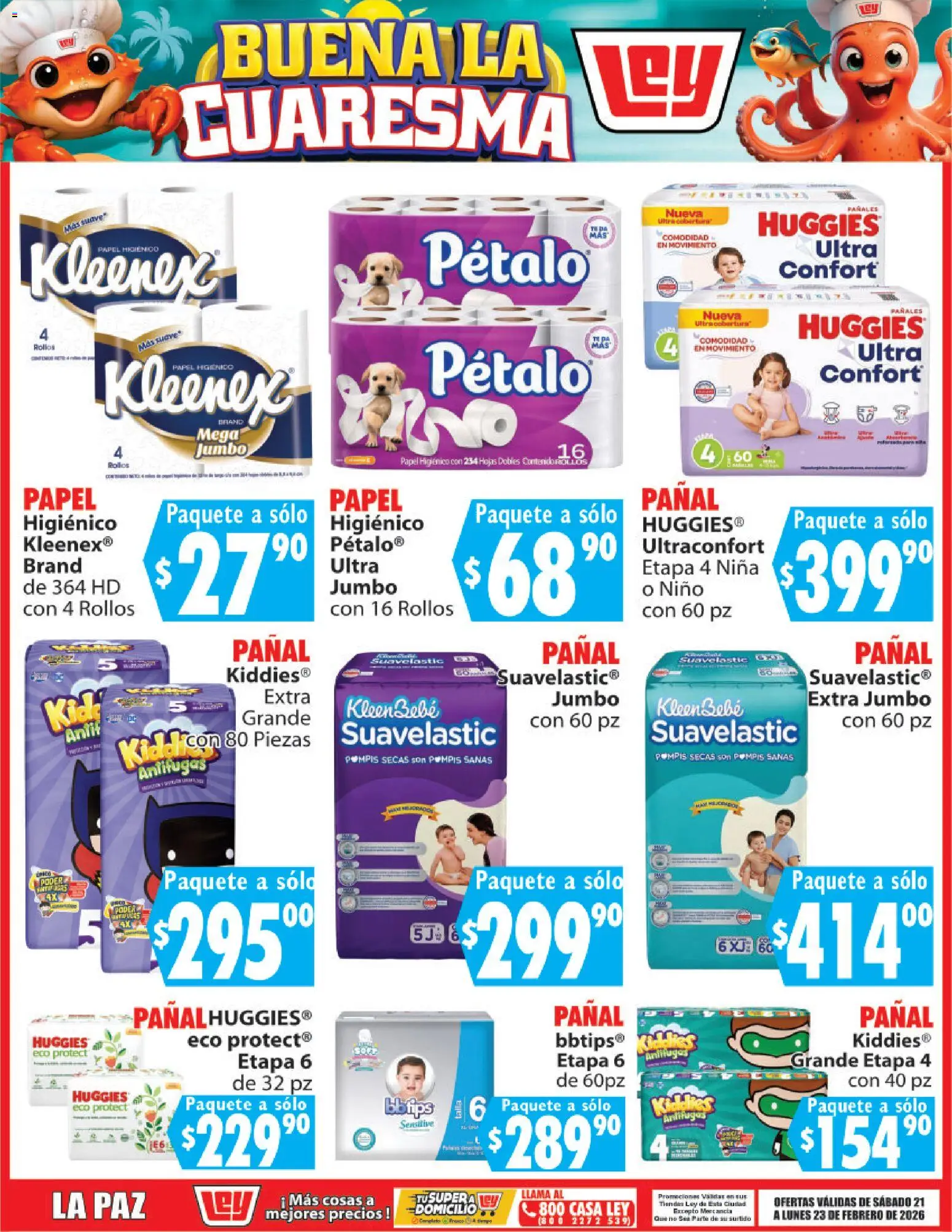 Nuevas ofertas de Casa Ley válidas en toda la República Mexicana desde el 21.02.2026. ¡Encuentra las mejores ofertas en Casa Ley folleto Buena la Cuaresma! | Página: 14 | Productos: Pañales, Papel higiénico, Té