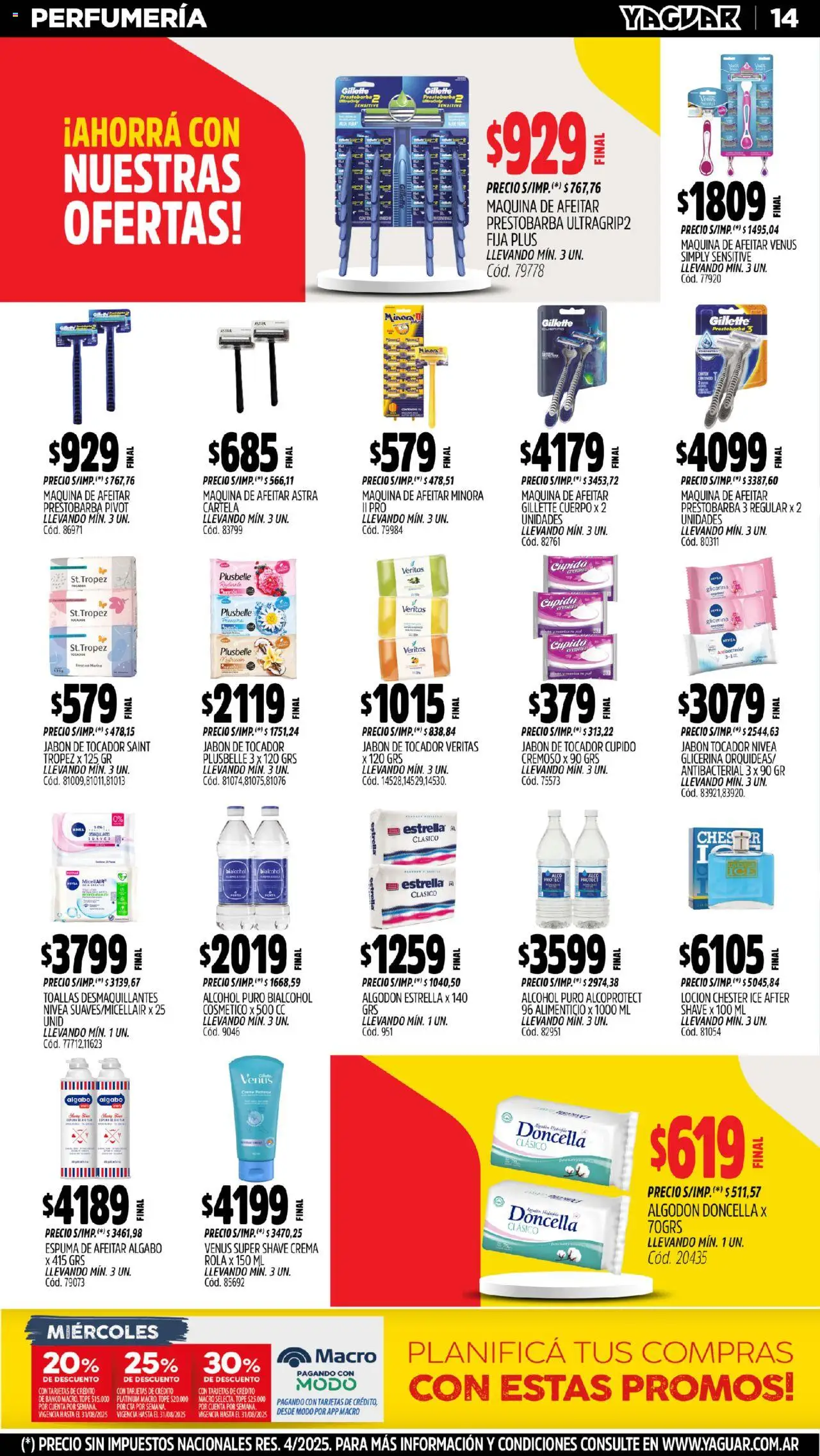 Yaguar - Mendoza │ válido desde el 18.08.2025 | Página: 13 | Productos: Algodón, Banco, Toallas, Espuma