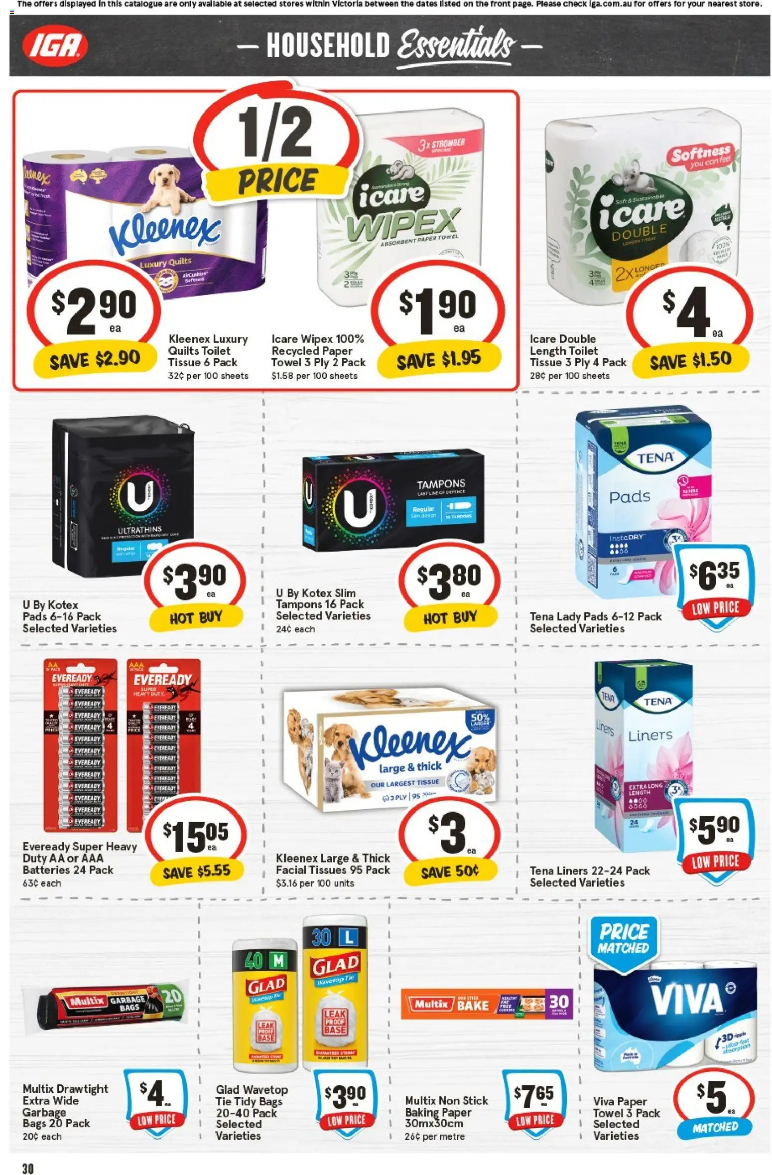 IGA catalogue - valid from 05.11.2025 | Page: 30 | Products: Toilet, Household, Garbage bags, Tissues