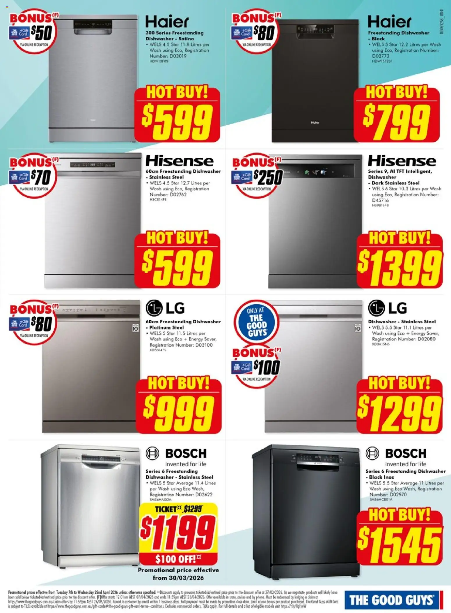 The Good Guys catalogue - valid from 06.04.2026 | Page: 22 | Products: Dishwasher