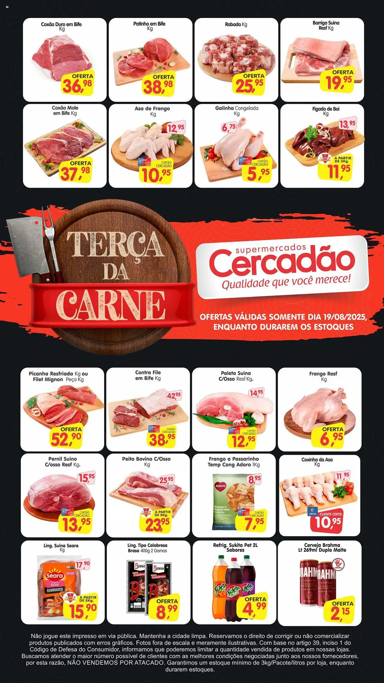 Cercadão Folheto - válido de 19.08.2025 | Página: 1 | Produtos: Picanha, Asa de frango, Cerveja, Carne