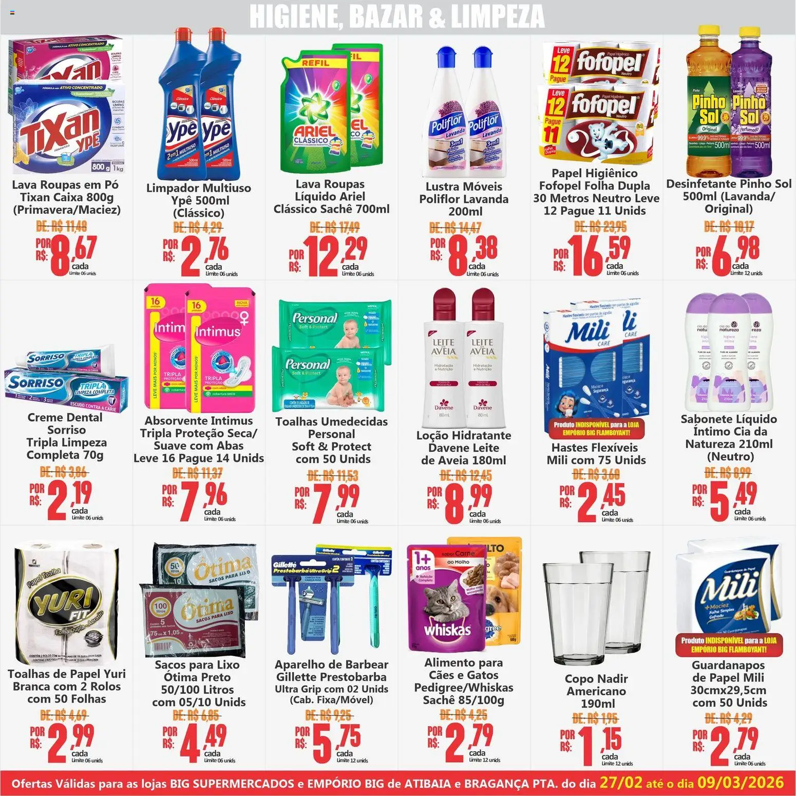 Big Supermercados Folheto - válido de 27.02.2026 | Página: 6 | Produtos: Ariel, Caixa, Creme dental, Papel higiênico