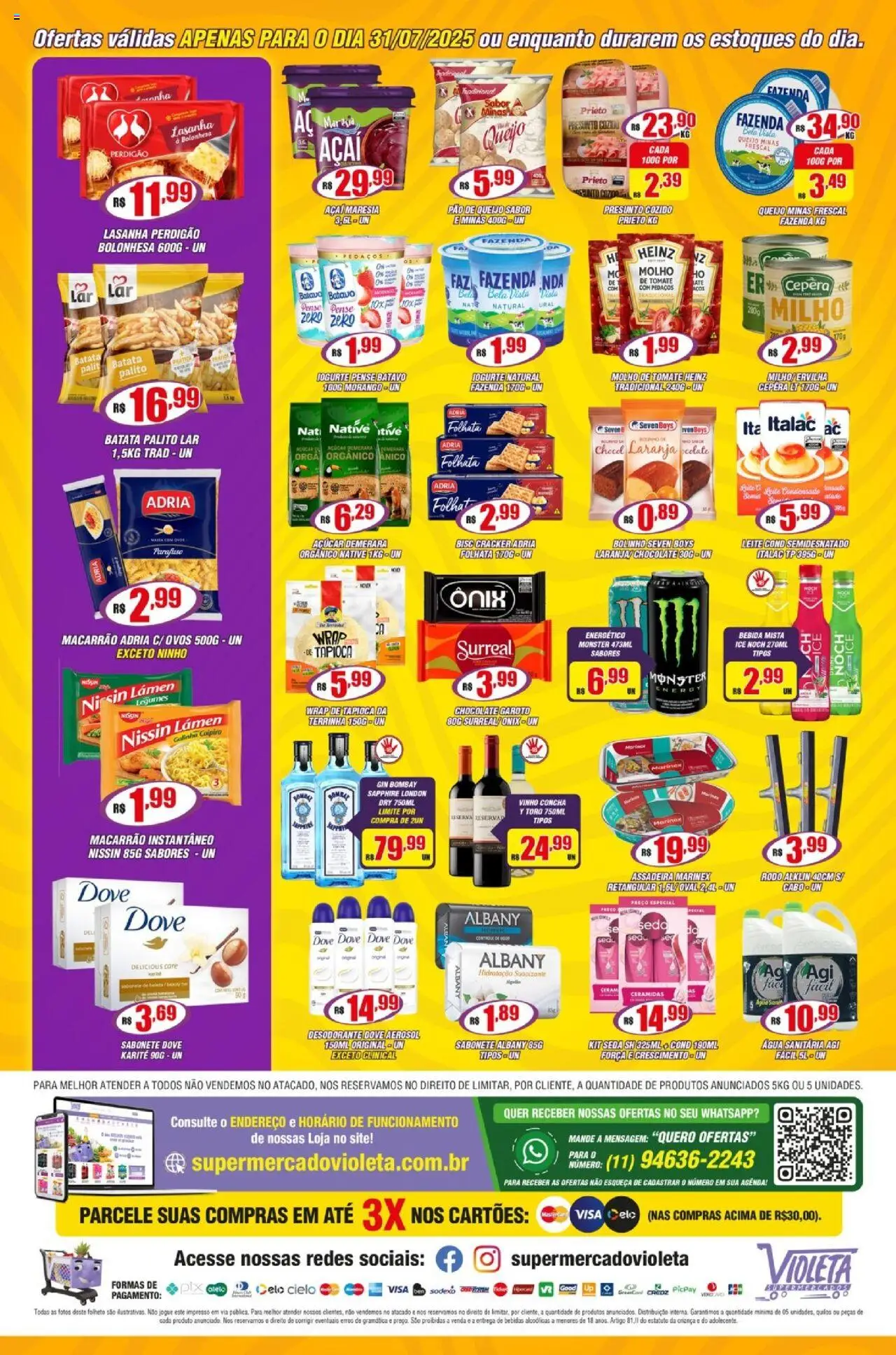 Violeta Supermercados Folheto - válido de 31.07.2025 | Página: 2 | Produtos: Pão, Vinho, Monster, Rodo
