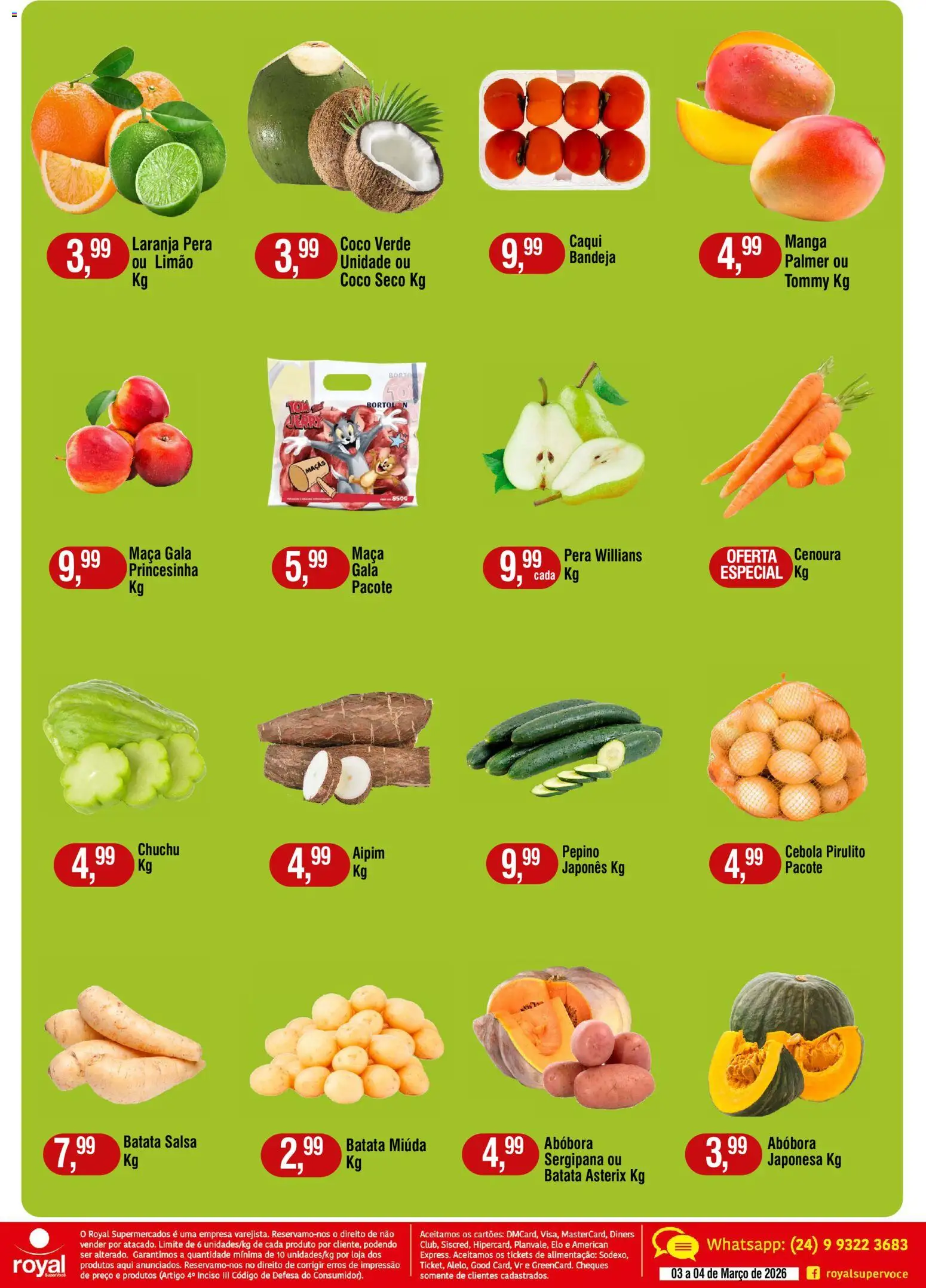 Royal Supermercados Folheto - válido de 03.03.2026 | Página: 2 | Produtos: Coco, Abóbora, Aipim, Cebola