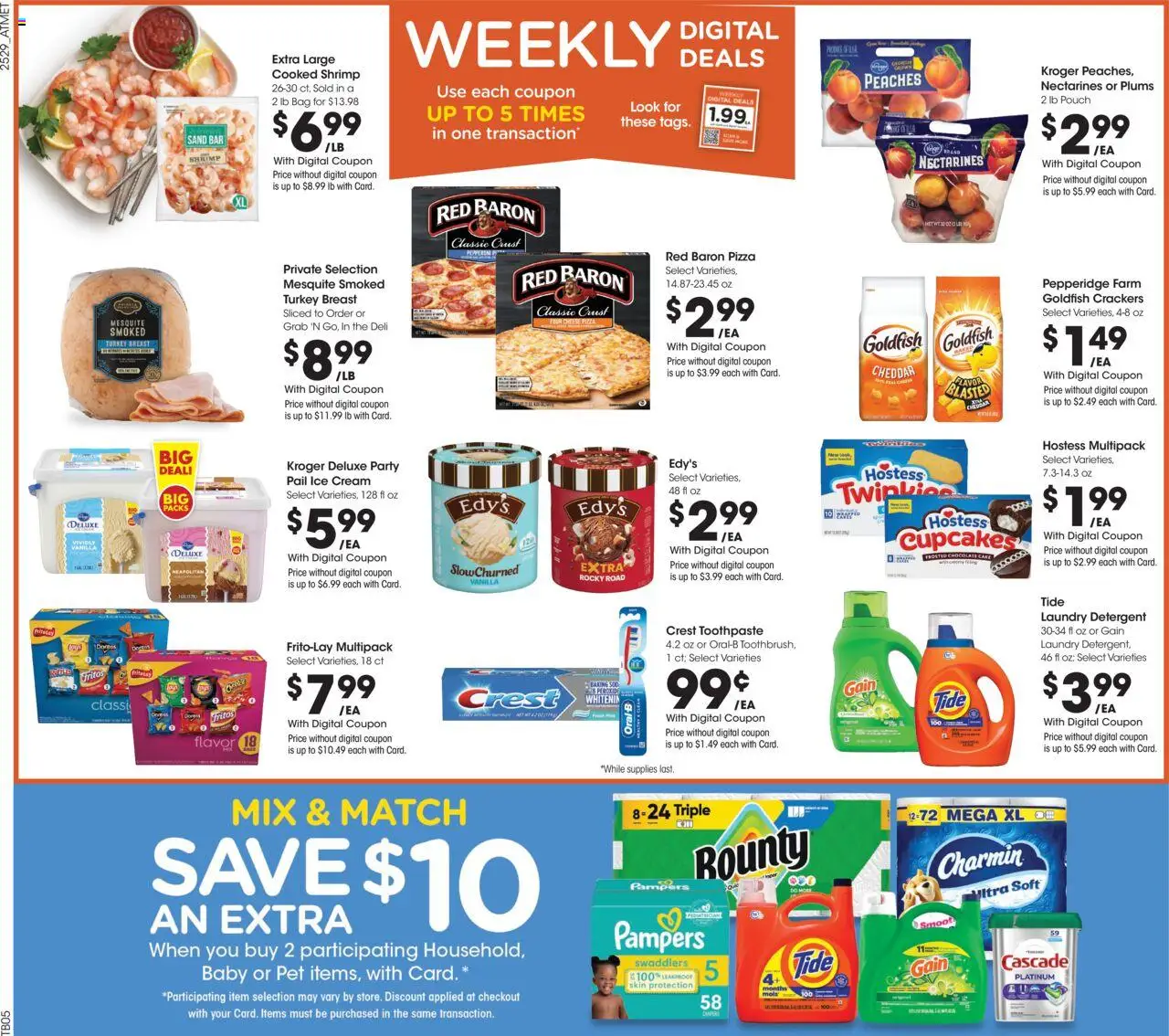 Kroger Weekly Ad - valid from 20.08.2025 | Page: 2 | Products: Peaches, Chocolate, Detergent, Cream
