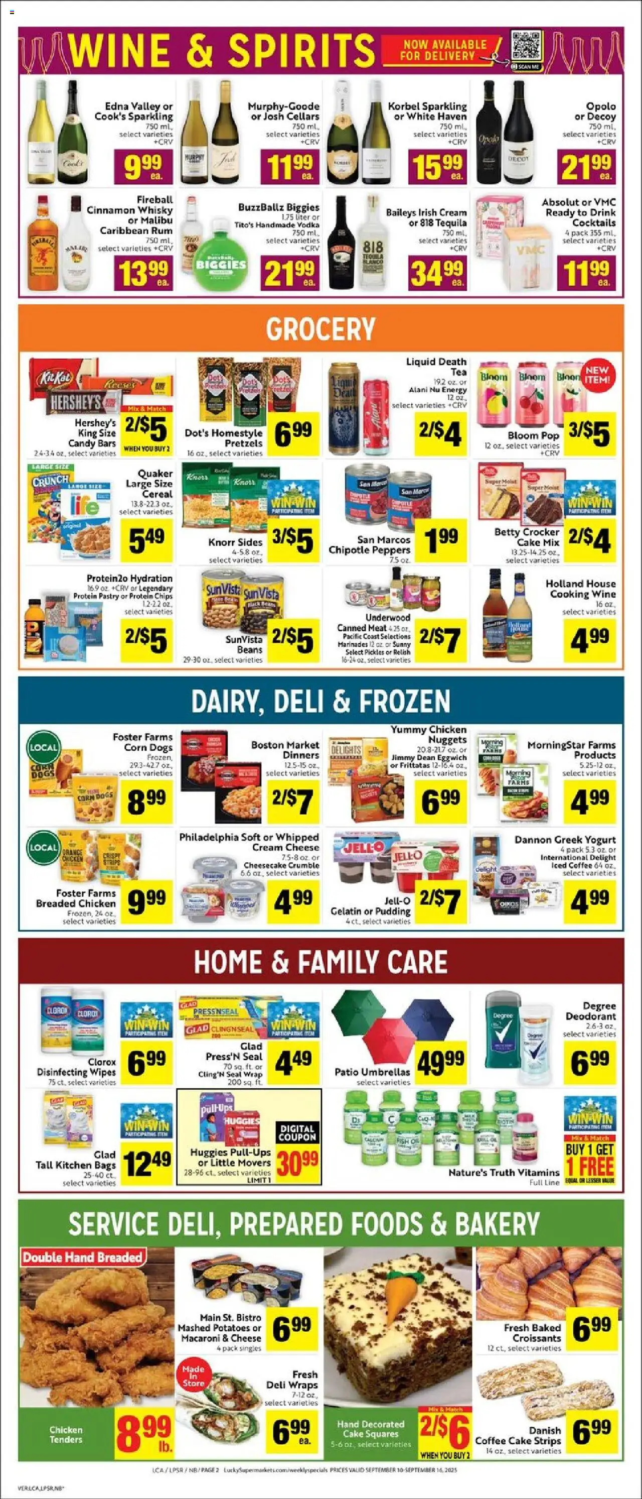 Lucky Supermarkets Weekly Ad - valid from 10.09.2025 | Page: 2 | Products: Bakery, Corn, Cheese, Coffee