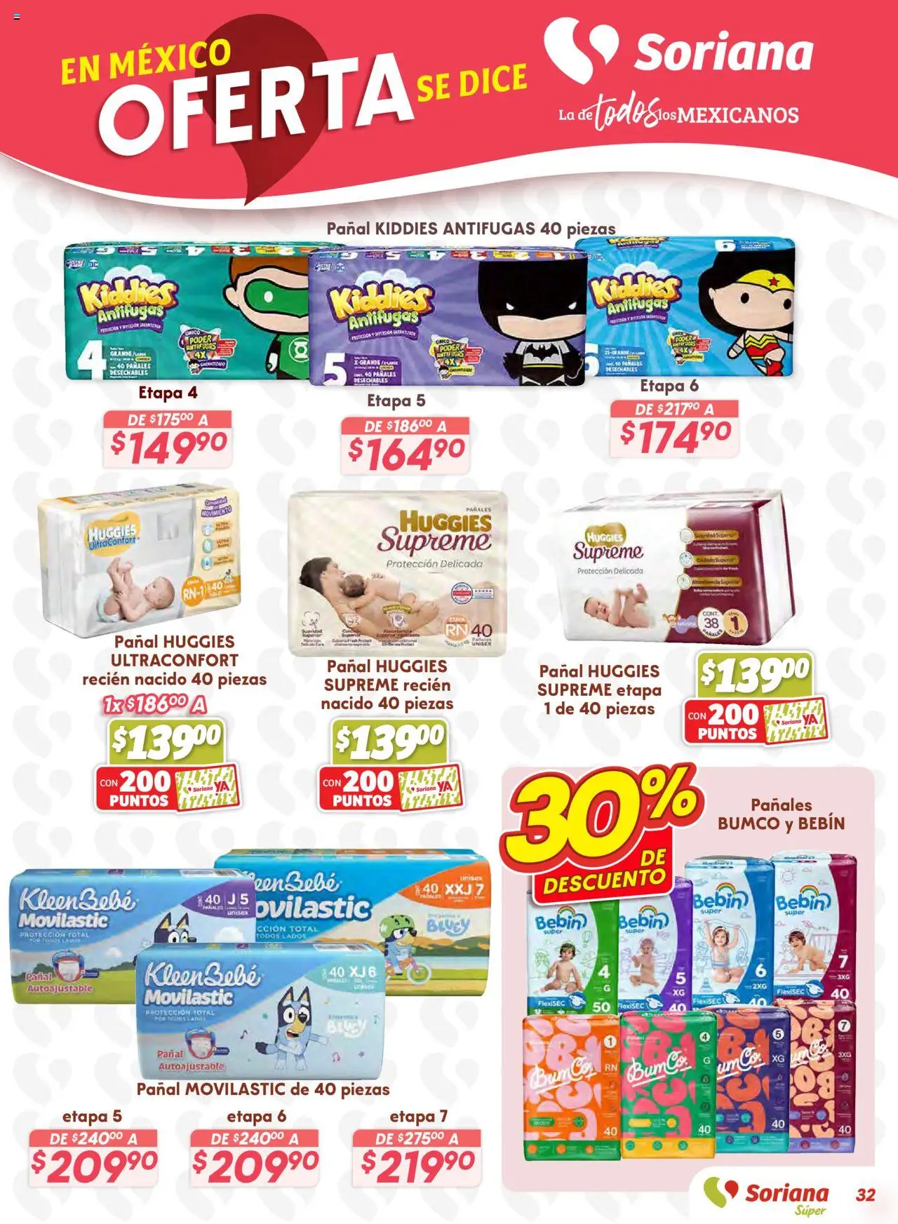 Nuevas ofertas de Soriana válidas en toda la República Mexicana desde el 25.09.2025. ¡Encuentra las mejores ofertas en Soriana - Preciazazaso Súper: Valle de México! | Página: 32 | Productos: Pañales