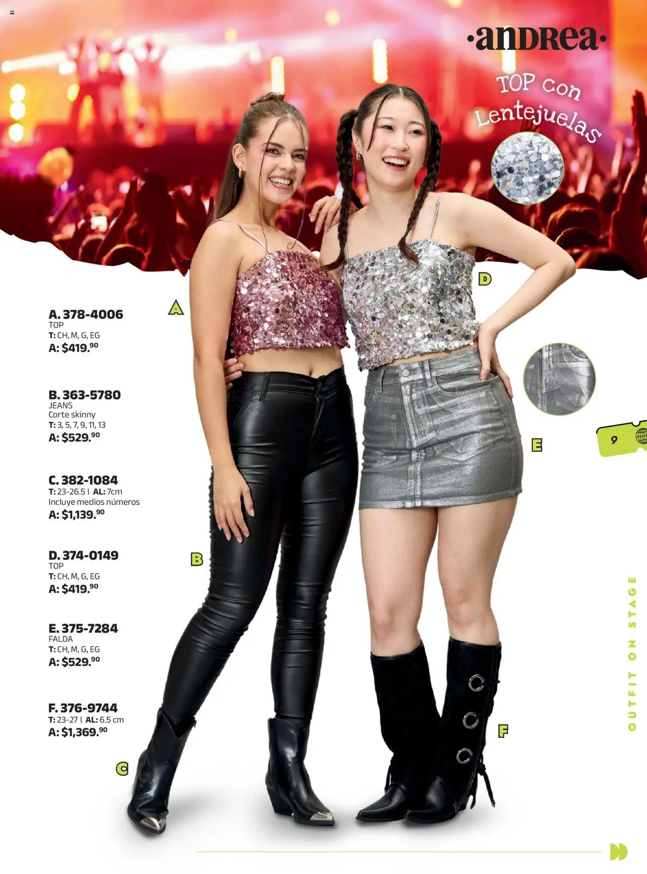 Nuevas ofertas de Andrea válidas en toda la República Mexicana desde el 28.09.2025. ¡Encuentra las mejores ofertas en Andrea - Catálogo Looks Festivales! | Página: 9 | Productos: Lentejuelas, Top, Falda