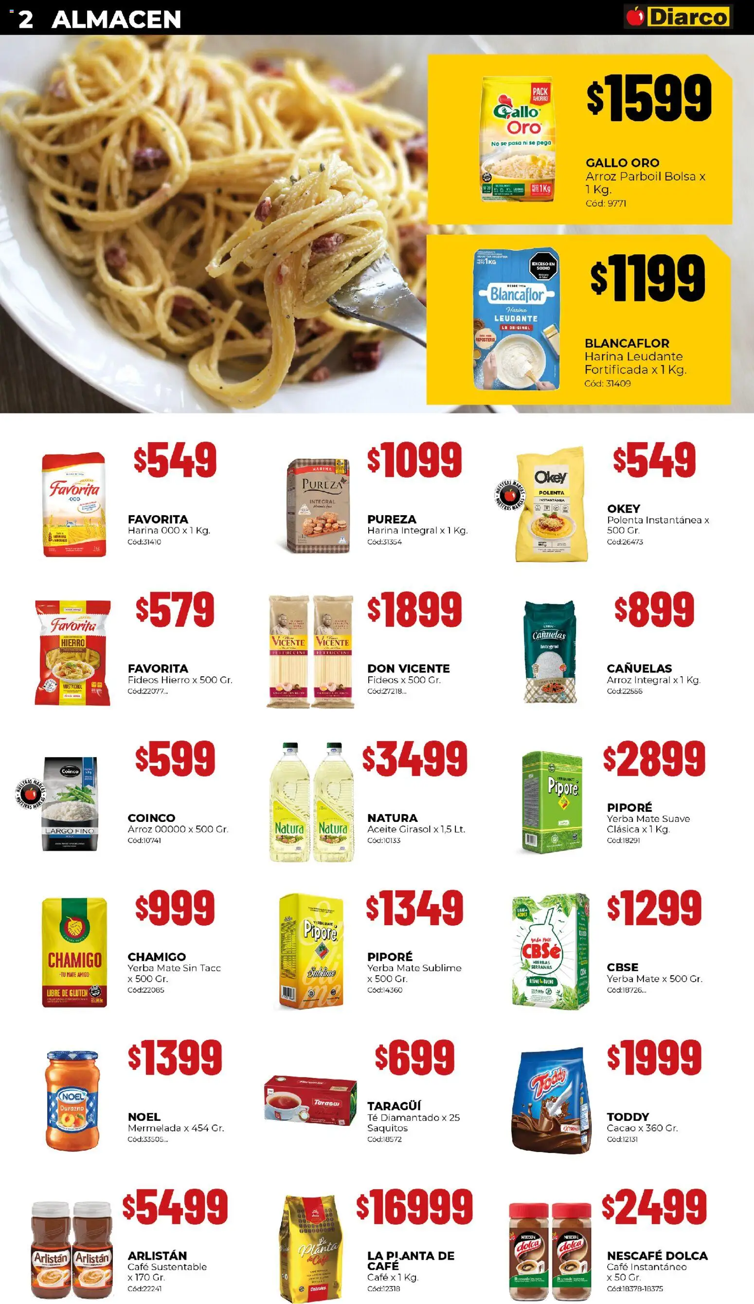Diarco ofertas │ válido desde el 27.10.2025 | Página: 2 | Productos: Bolsa, Yerba, Arroz, Fideos