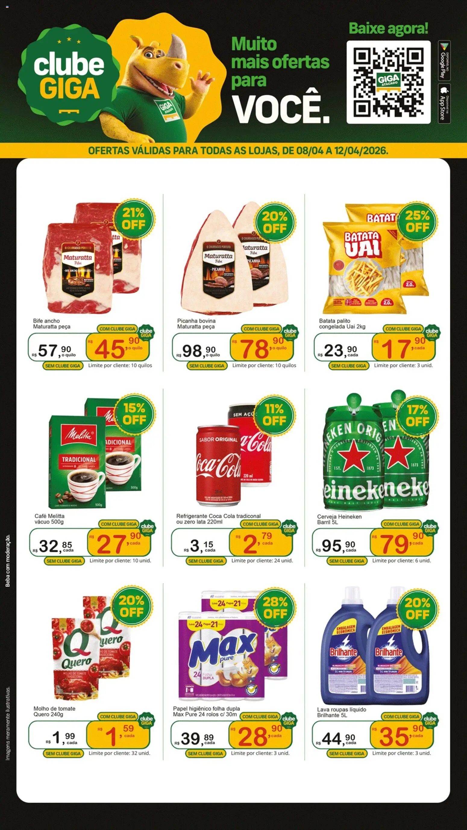 GIGA Atacado Folheto - válido de 08.04.2026 | Página: 1 | Produtos: Molho de tomate, Cola, Roupas, Heineken