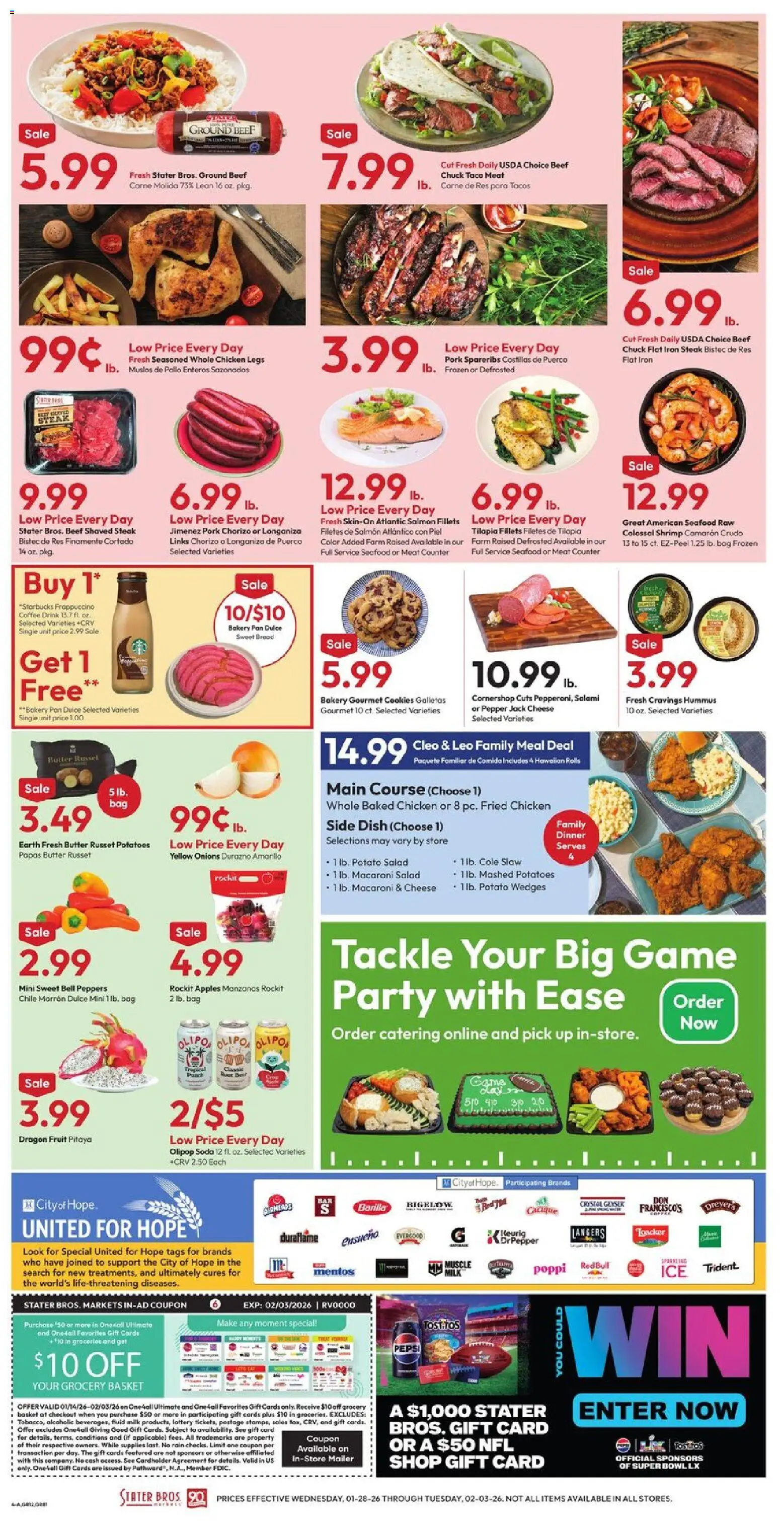 Stater Bros Weekly Ad - valid from 28.01.2026 | Page: 4 | Products: Bakery, Milk, Salad, Game