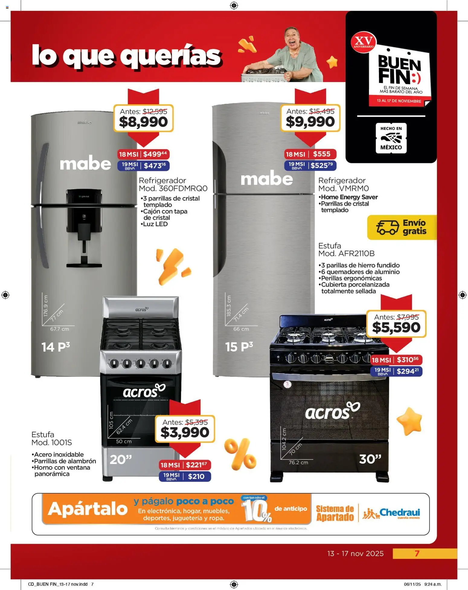 Nuevas ofertas de Chedraui válidas en toda la República Mexicana desde el 13.11.2025. ¡Encuentra las mejores ofertas en Chedraui Buen Fin! | Página: 7 | Productos: Refrigerador