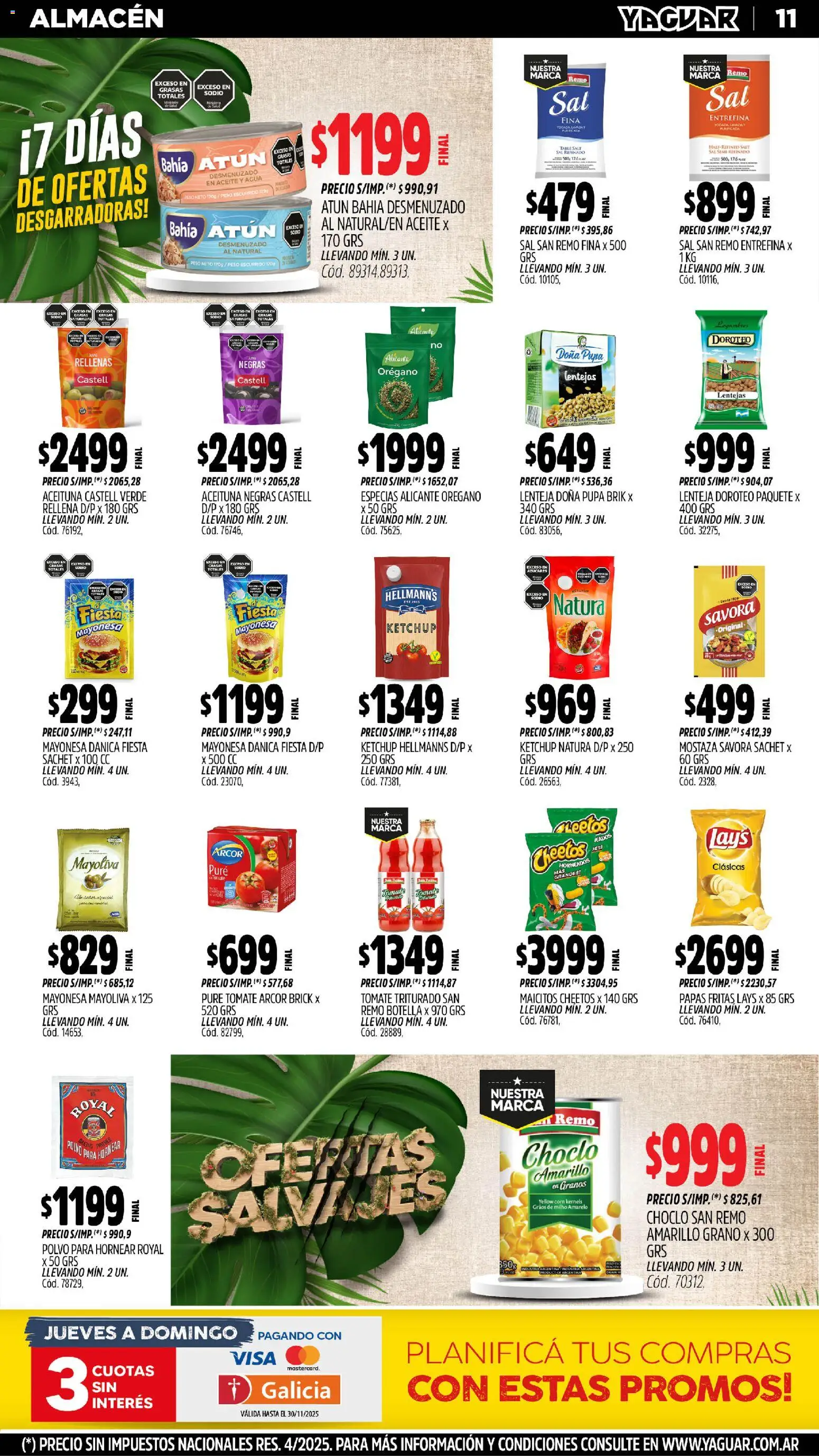 Yaguar - Chaco │ válido desde el 10.11.2025 | Página: 12 | Productos: Polvo, Mayonesa, Agua, Té