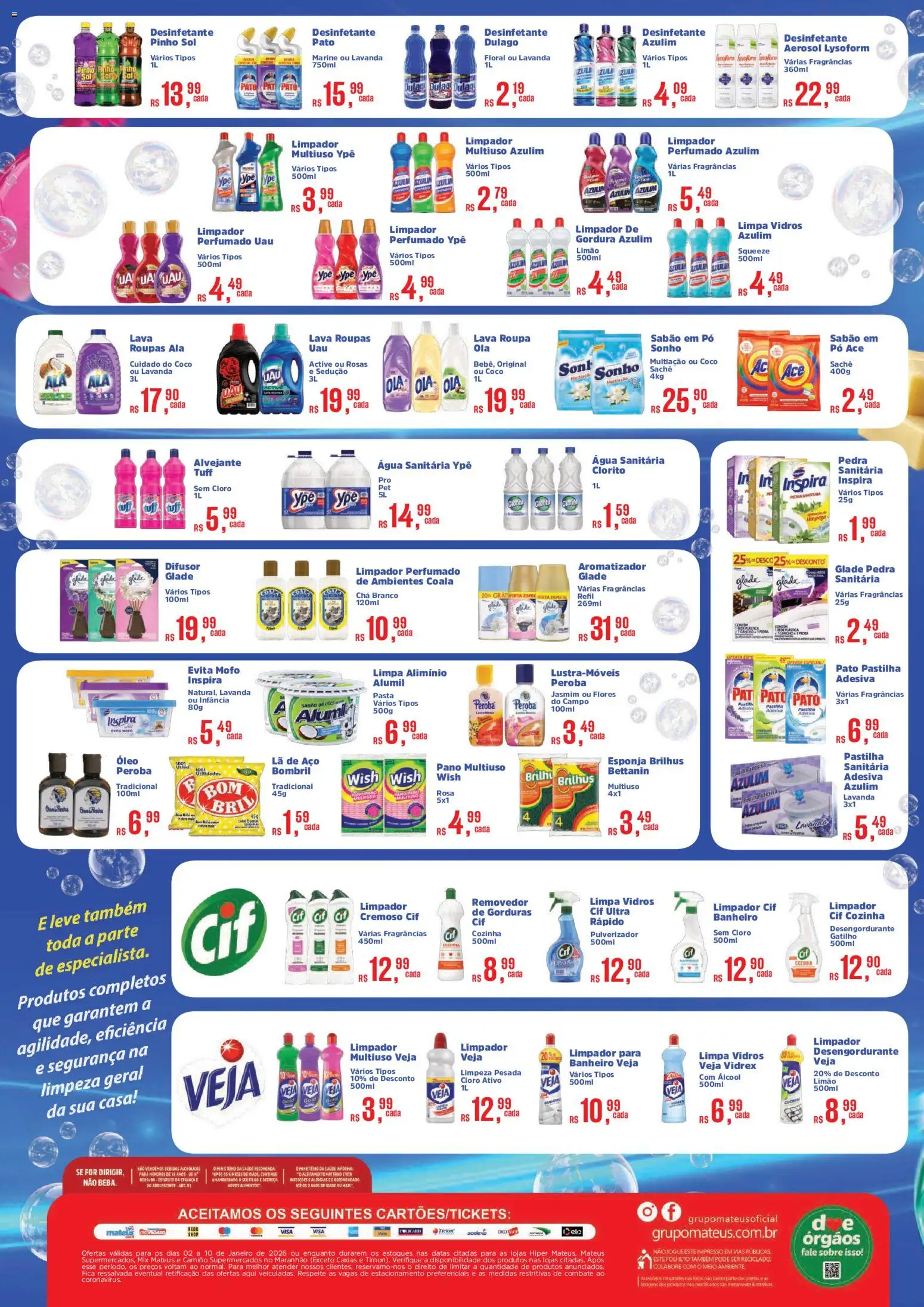 Mateus Folheto - válido de 02.01.2026 | Página: 2 | Produtos: Cloro, Limpador multiuso, Sabão, Flores