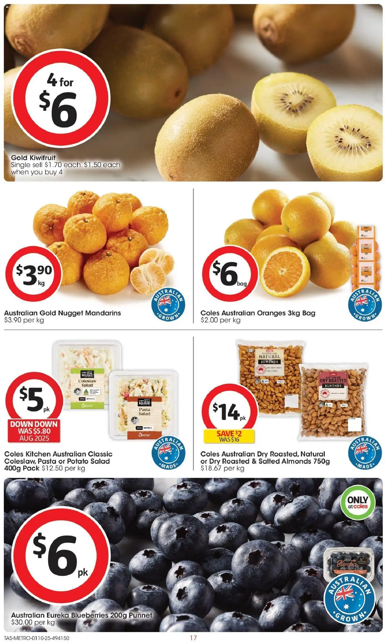 Coles catalogue - valid from 01.10.2025 | Page: 17 | Products: Oranges, Pasta, Kiwifruit, Salad