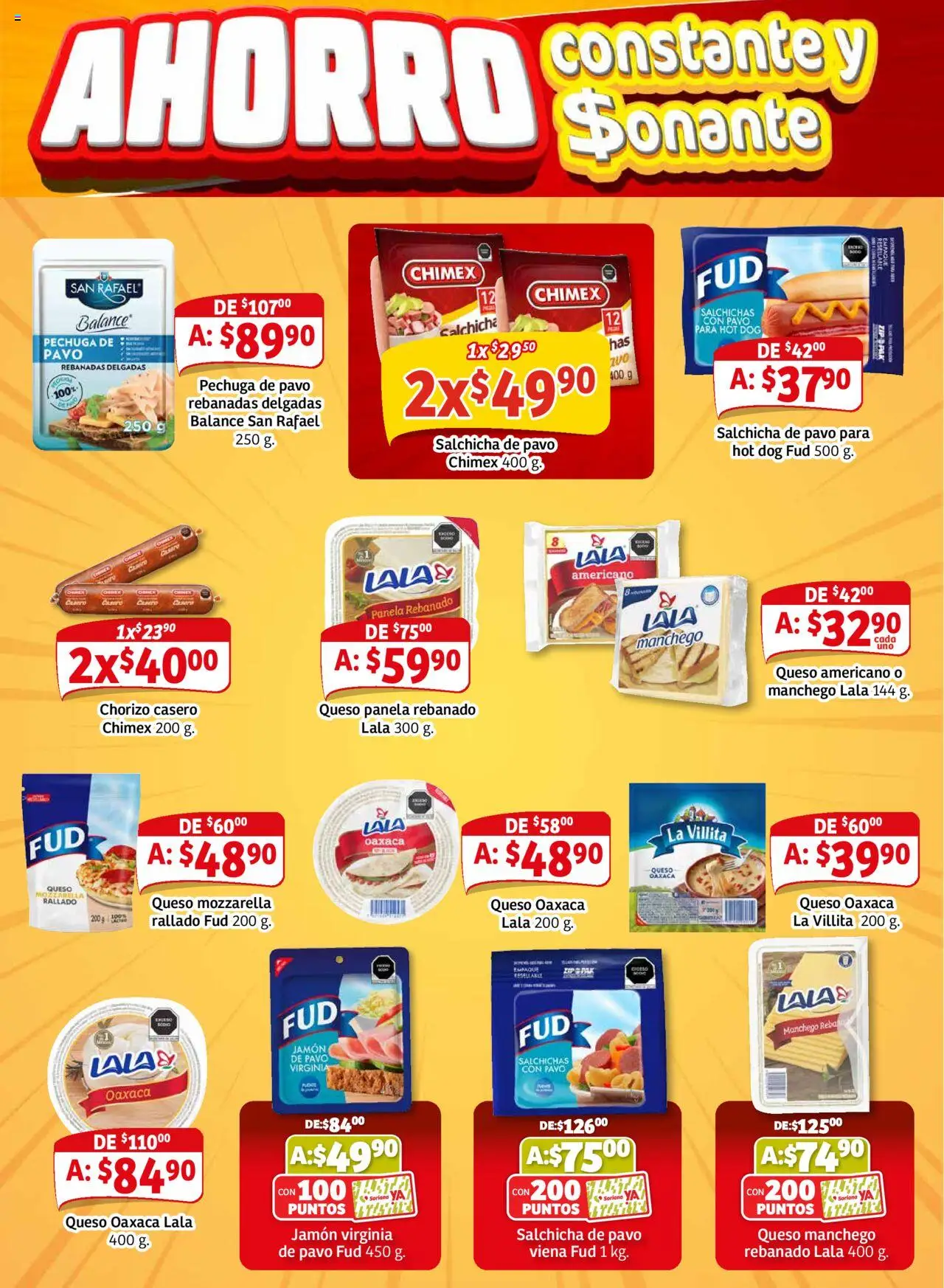 Nuevas ofertas de Soriana válidas en toda la República Mexicana desde el 16.10.2025. ¡Encuentra las mejores ofertas en Soriana - Pesito Valedor Mercado: Chih, Coah, Dur, NL, SLP, Tamps, Zac! | Página: 12 | Productos: Salchicha, Queso, Jamón, Chorizo