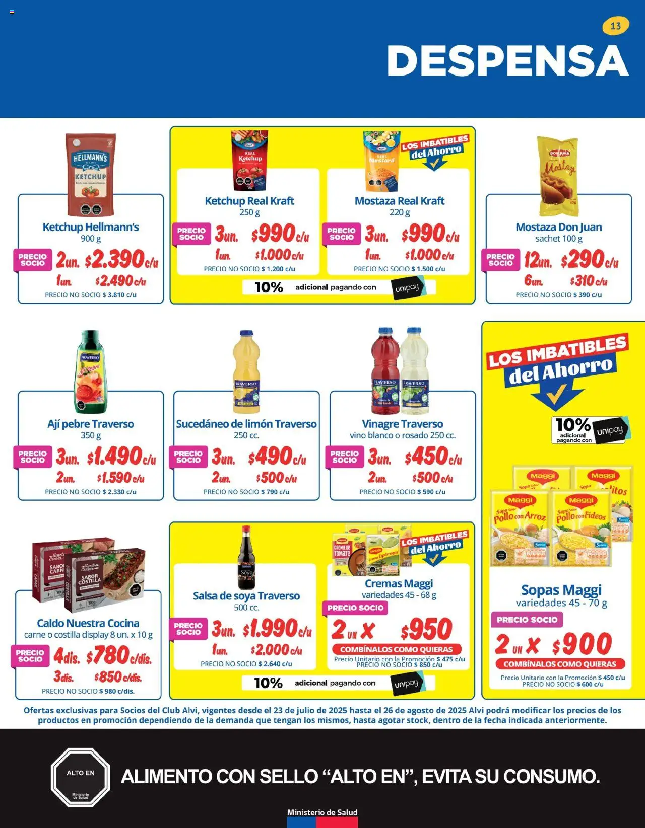 Alvi catálogo │ válido desde el 23.07.2025 | Página: 13 | Productos: Sopa, Limón, Aji, Fideos