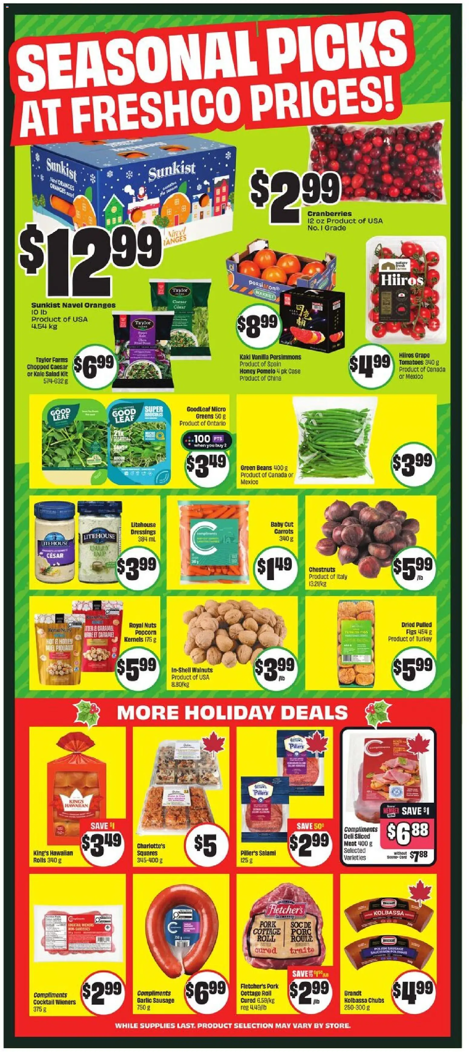 FreshCo flyer valid from 11.12.2025 | Page: 6 | Products: Nuts, Turkey, Salami, Oranges