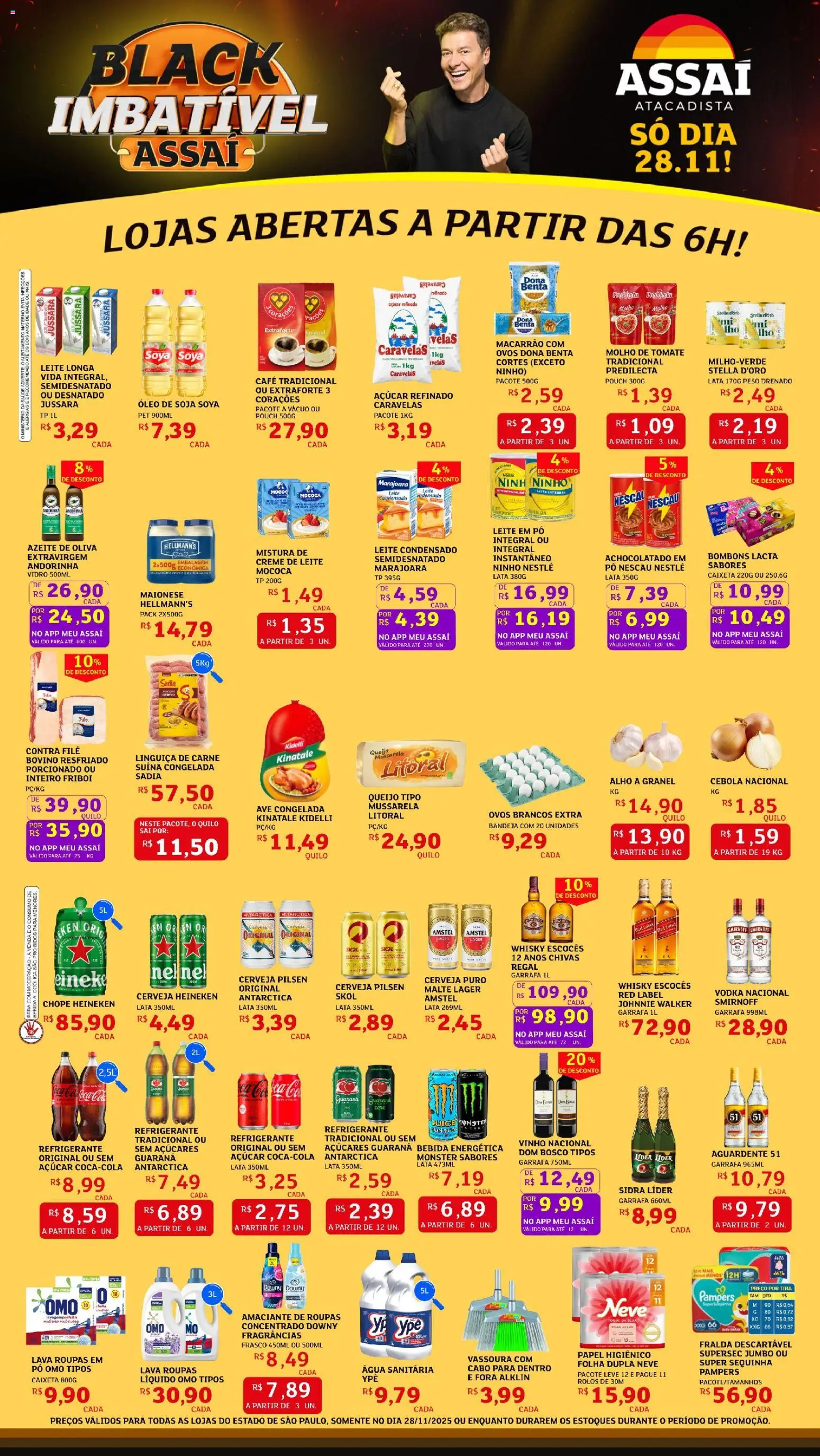 Assaí Atacadista Folheto - válido de 28.11.2025 | Página: 1 | Produtos: Guaraná, Achocolatado, Bebida, Mussarela