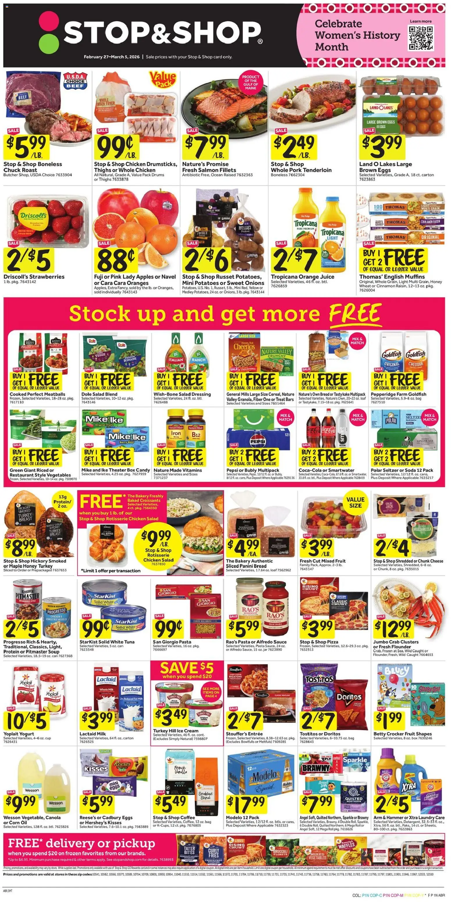 Stop & Shop Weekly Circular - NY - valid from 27.02.2026 | Page: 1 | Products: Cheese, Yogurt, Beef, Sauce