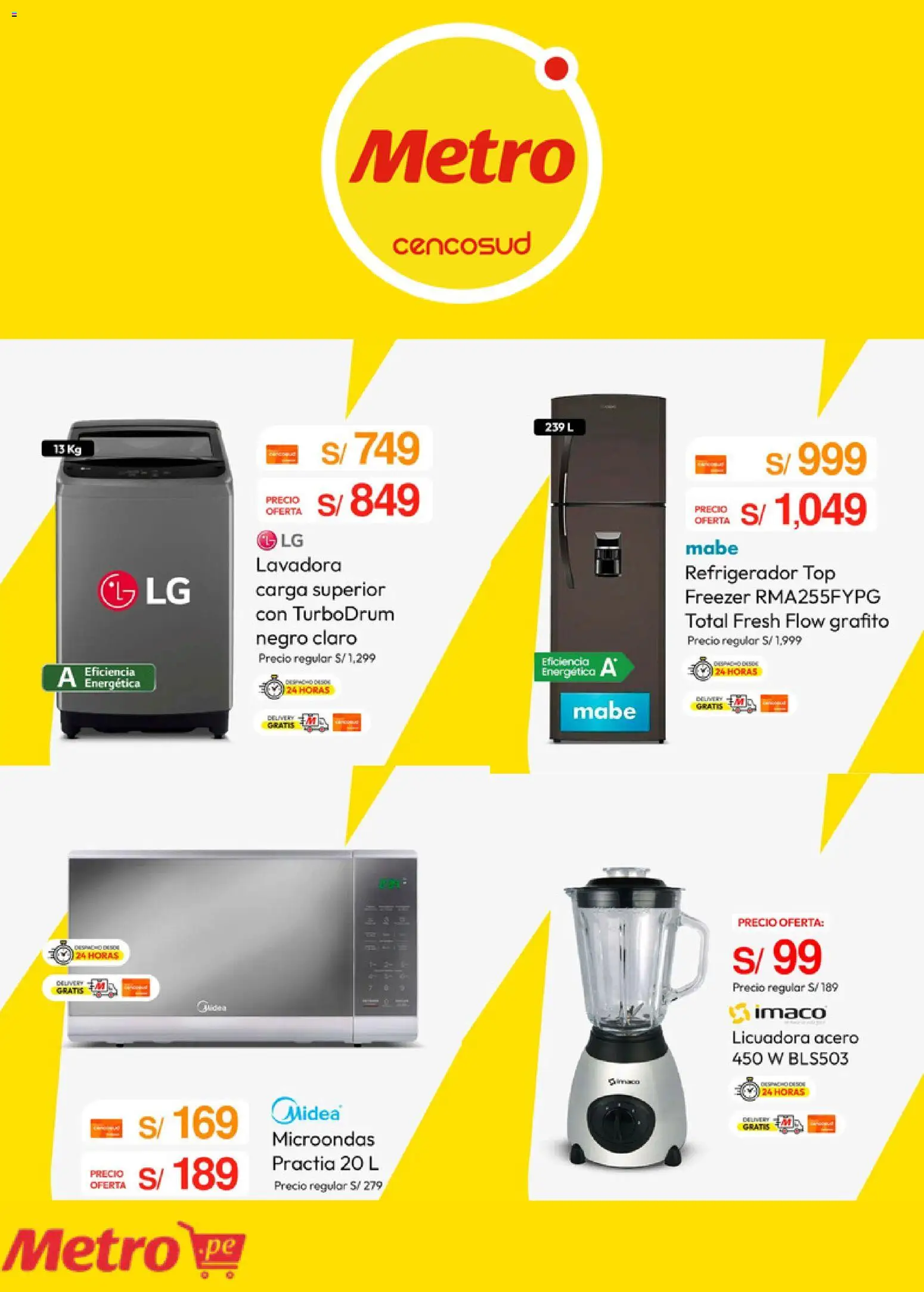 Catálogo Metro válido desde 24.04.2026 | Página: 5 | Productos: Refrigerador, Lavadora, Licuadora