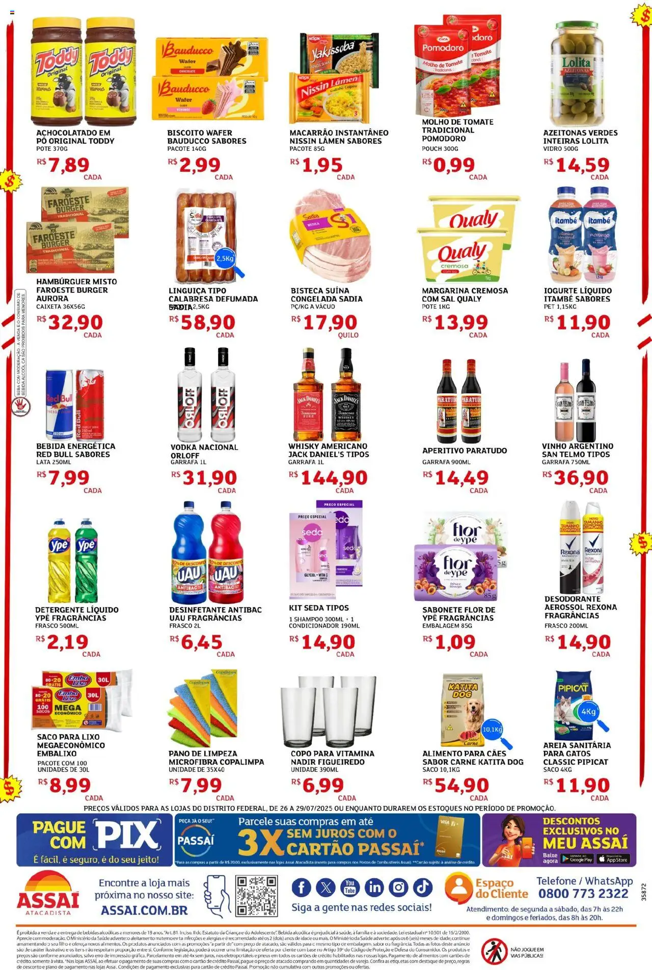 Assaí Atacadista Folheto - válido de 26.07.2025 | Página: 2 | Produtos: Whisky, Chocolate, Rexona, Bebida