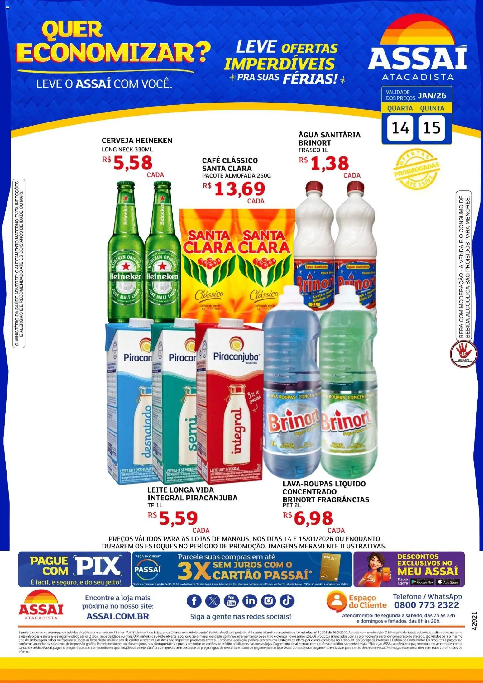 Assaí Atacadista Folheto - válido de 01.04.2026 | Página: 1 | Produtos: Base, Roupas, Heineken, Água sanitária