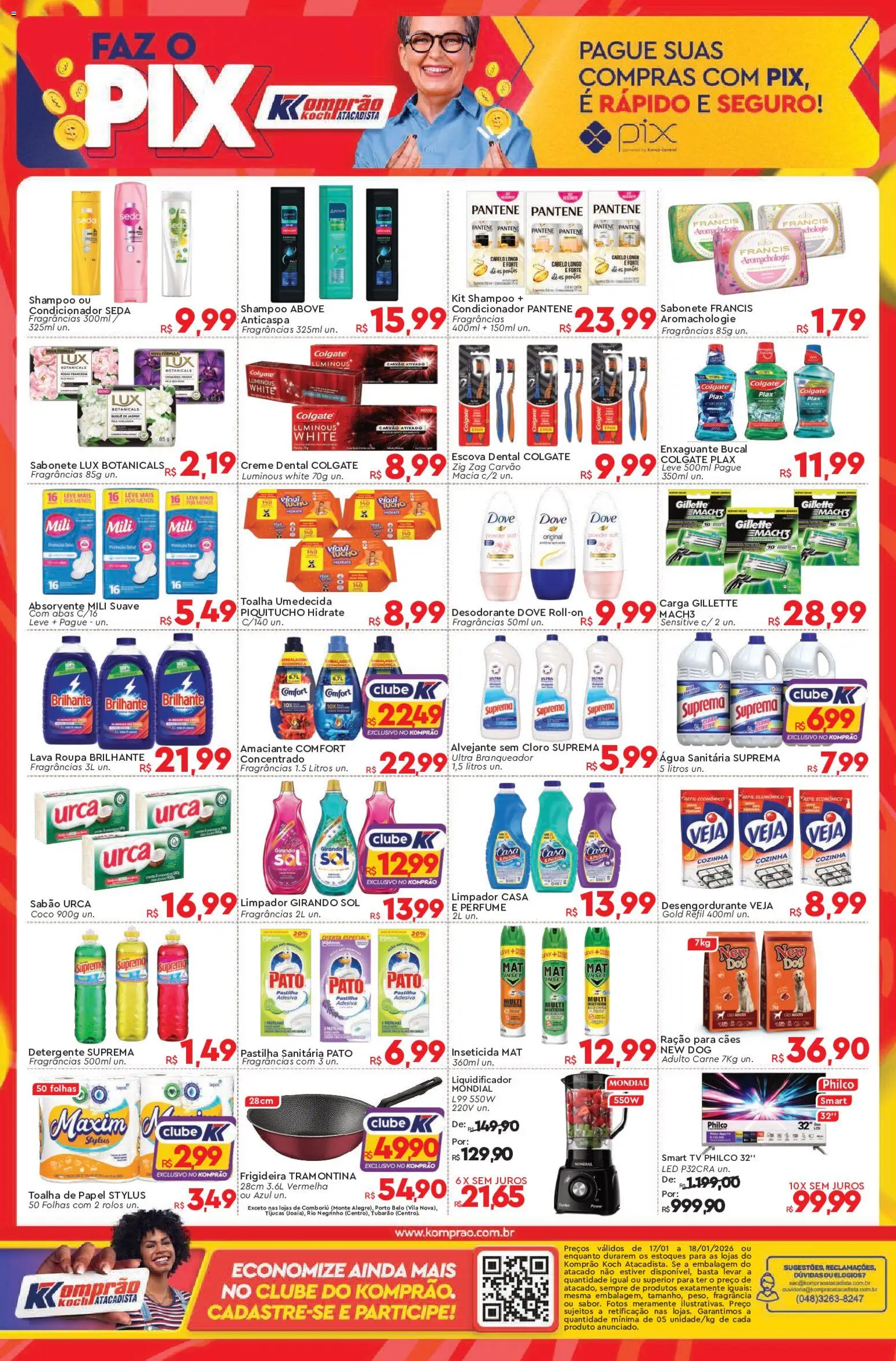 Komprao Atacadista Folheto - válido de 17.01.2026 | Página: 4 | Produtos: Fragrância, Detergente, Tv, Dove