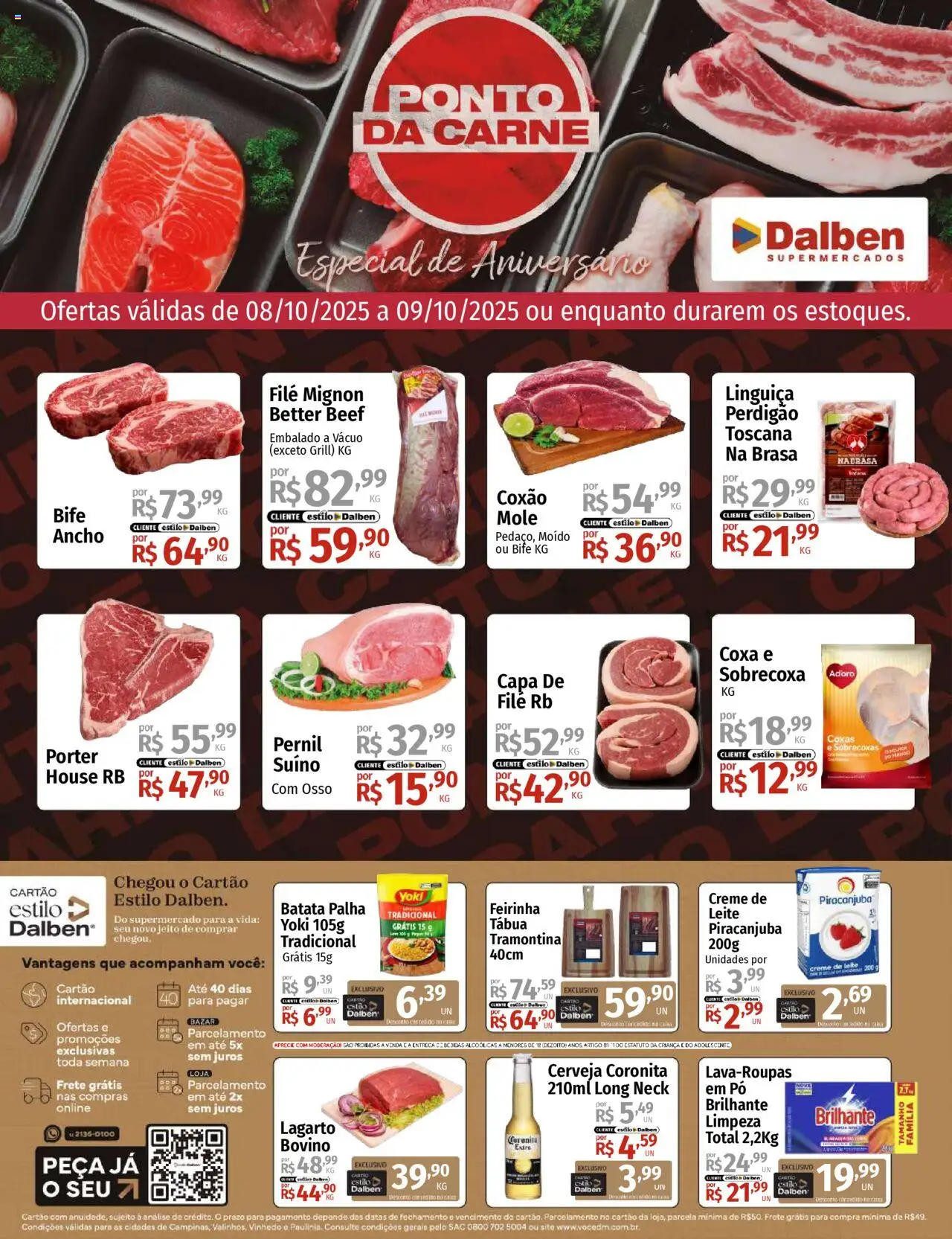 Supermercado Dalben Folheto - válido de 08.10.2025 | Página: 1 | Produtos: Grill, Leite, Carne, Batata