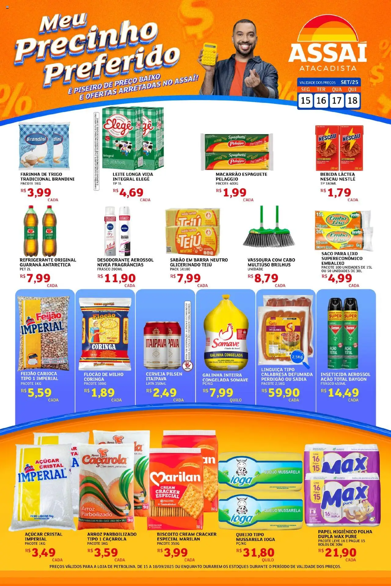 Assaí Atacadista Folheto - válido de 15.09.2025 | Página: 1 | Produtos: Sabão em barra, Nescau, Queijo, Mussarela