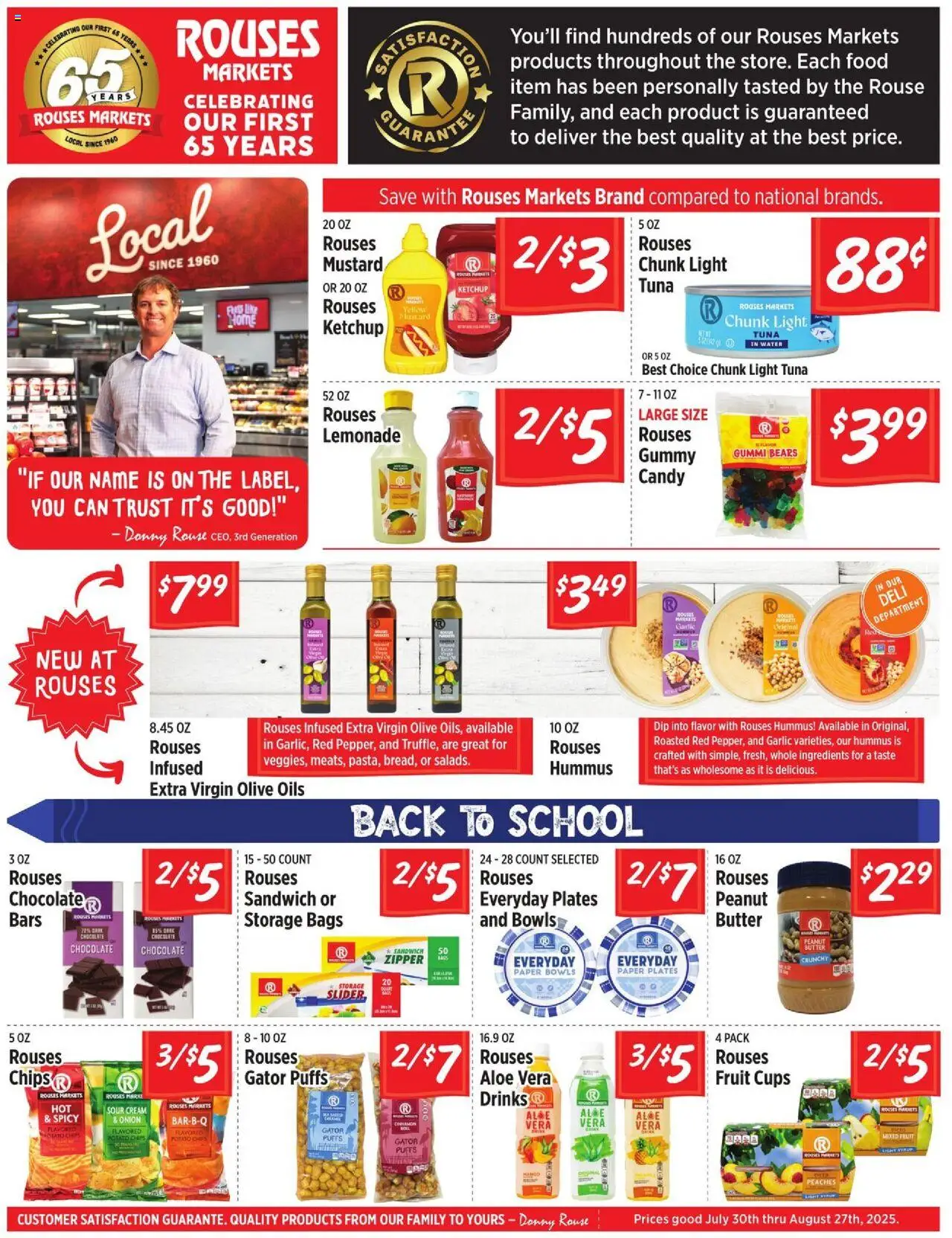 Rouses Ad - valid from 30.07.2025 | Page: 1 | Products: Peaches, Sour cream, Garlic, Onion