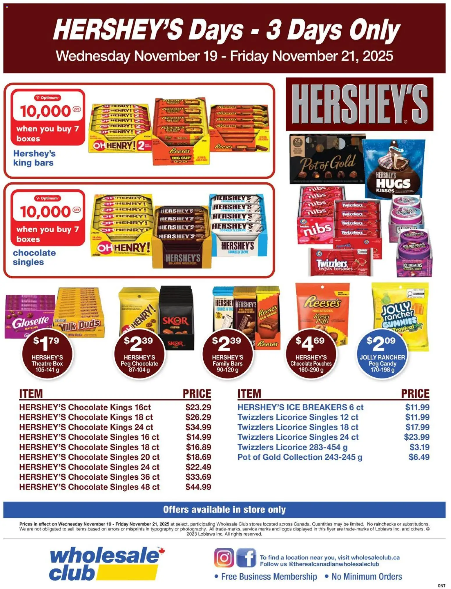 Wholesale Club flyer valid from 19.11.2025 | Page: 1 | Products: Cookies, Box, Milk, Chocolate