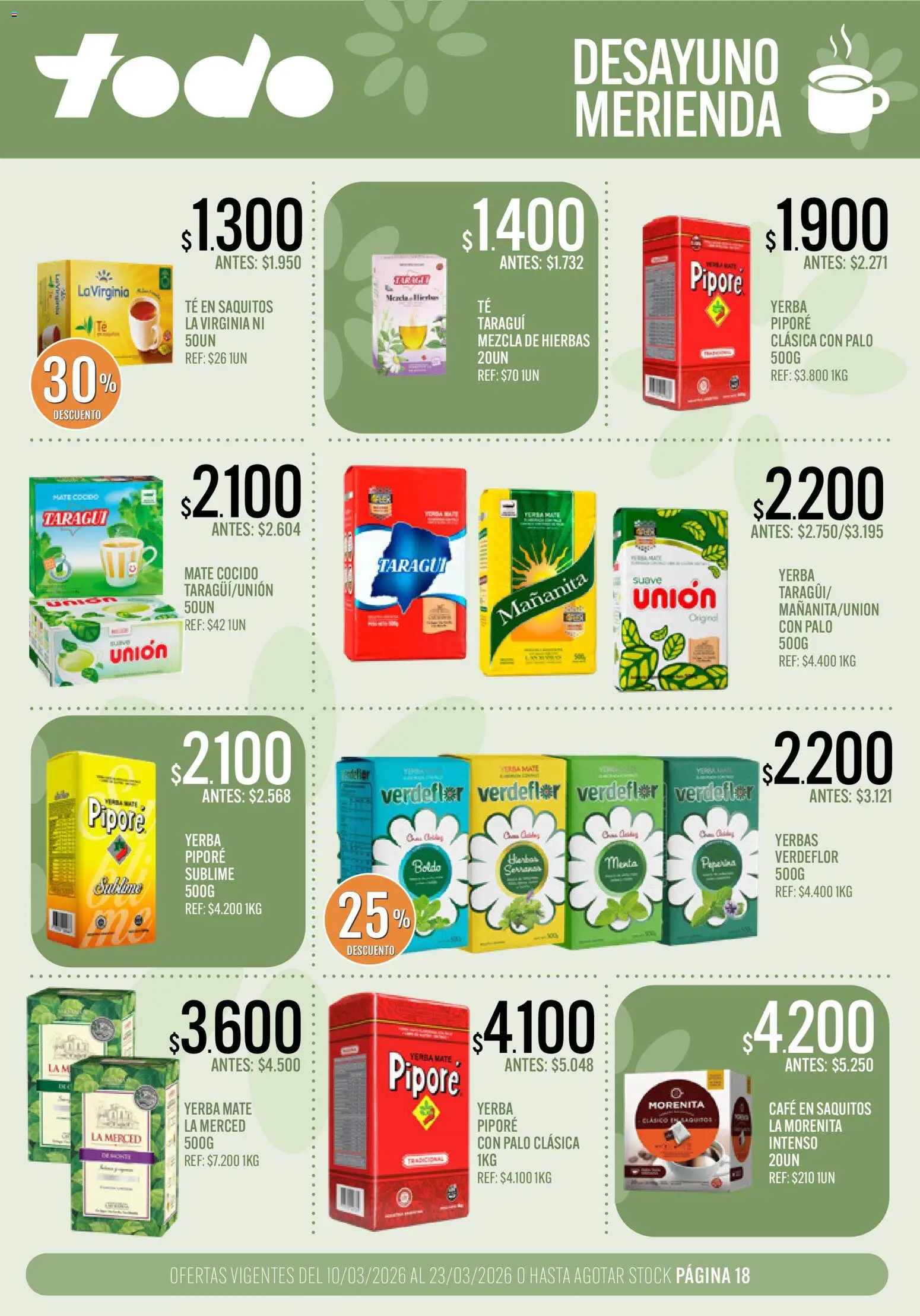 Supermercados TODO - Ofertas │ válido desde el 10.03.2026 | Página: 18 | Productos: Mate, Yerba, Té, Mate cocido