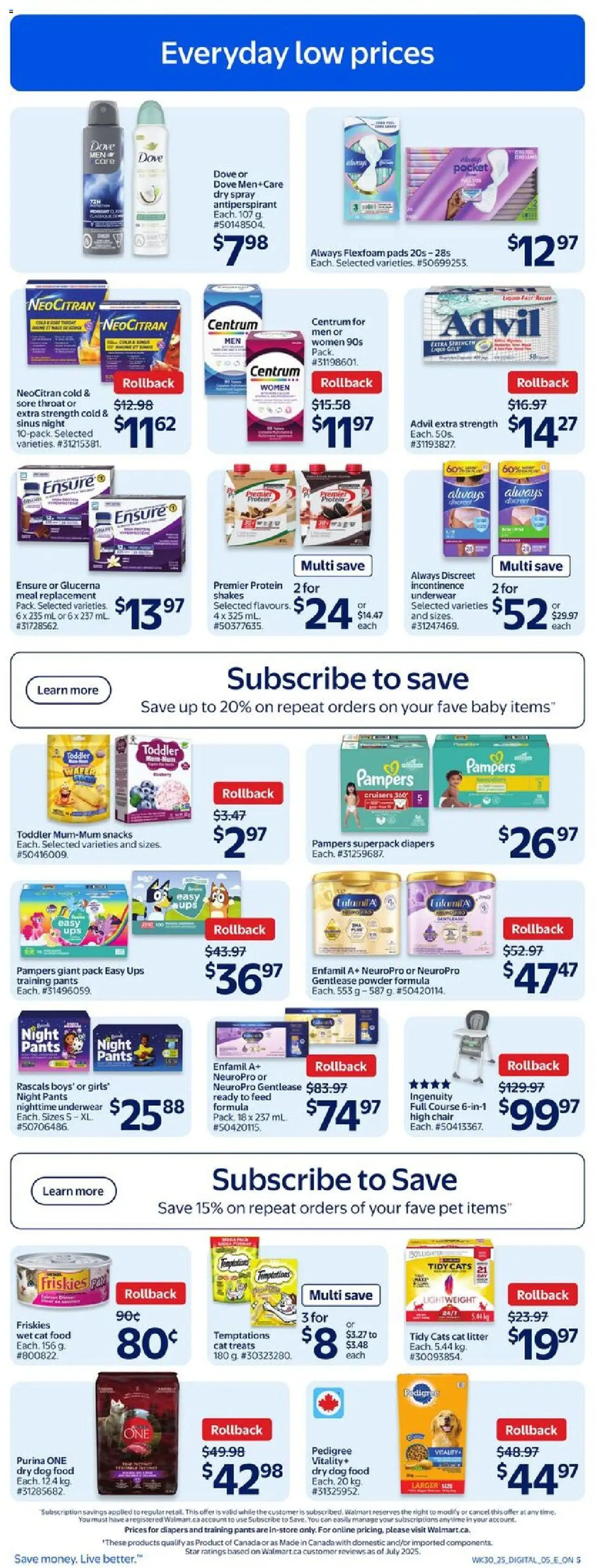 Walmart flyer valid from 21.08.2025 | Page: 6 | Products: Antiperspirant, Chair, Pants, Underwear
