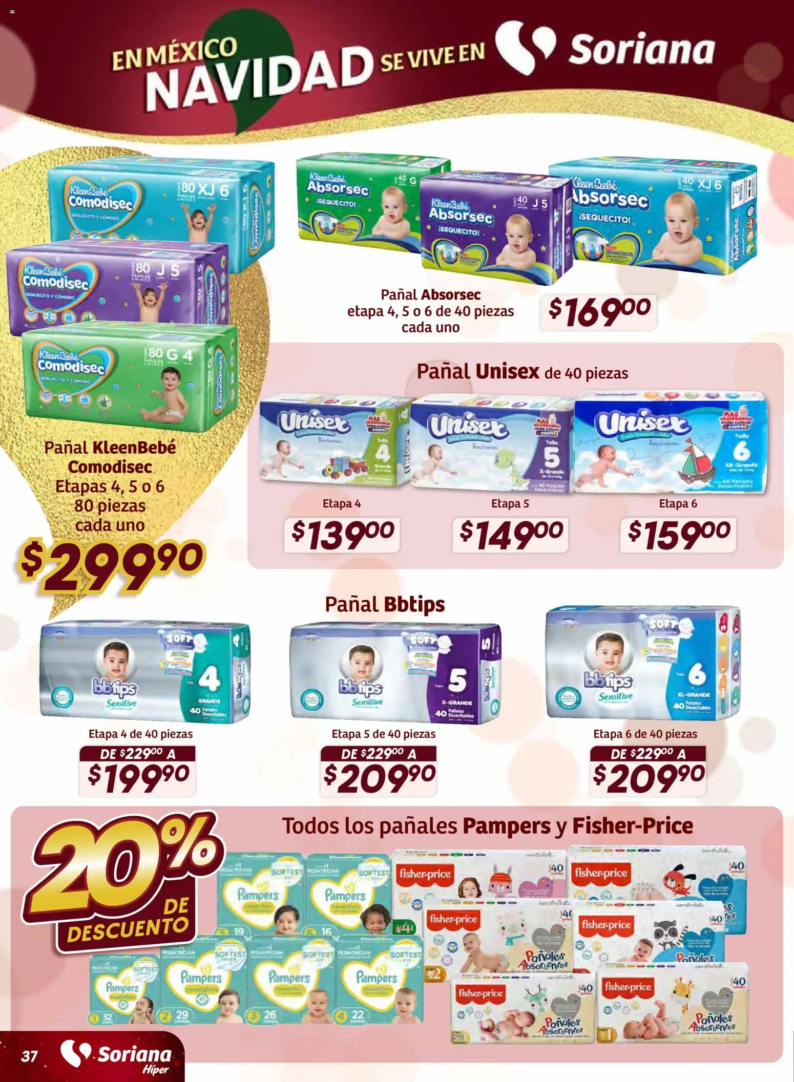 Nuevas ofertas de Soriana válidas en toda la República Mexicana desde el 11.12.2025. ¡Encuentra las mejores ofertas en Soriana - Preciazazaso Híper: Camp, Chia, Oax, Q. Roo, Tab, Yuc! | Página: 37 | Productos: Pañales