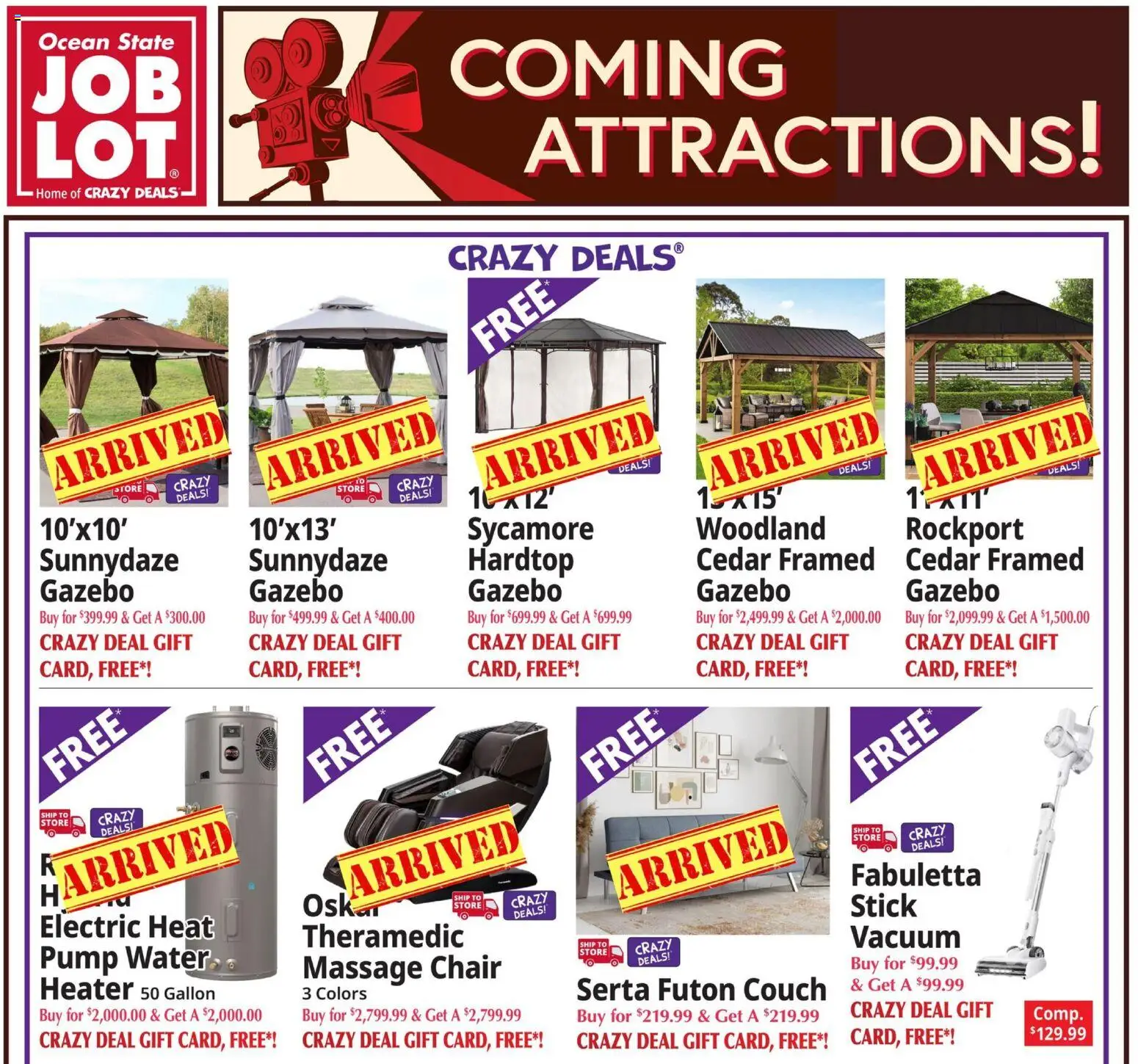 Ocean State Job Lot Coming Attractions - valid from 02.04.2026 | Page: 1 | Products: Couch, Chair, Vacuum, Water