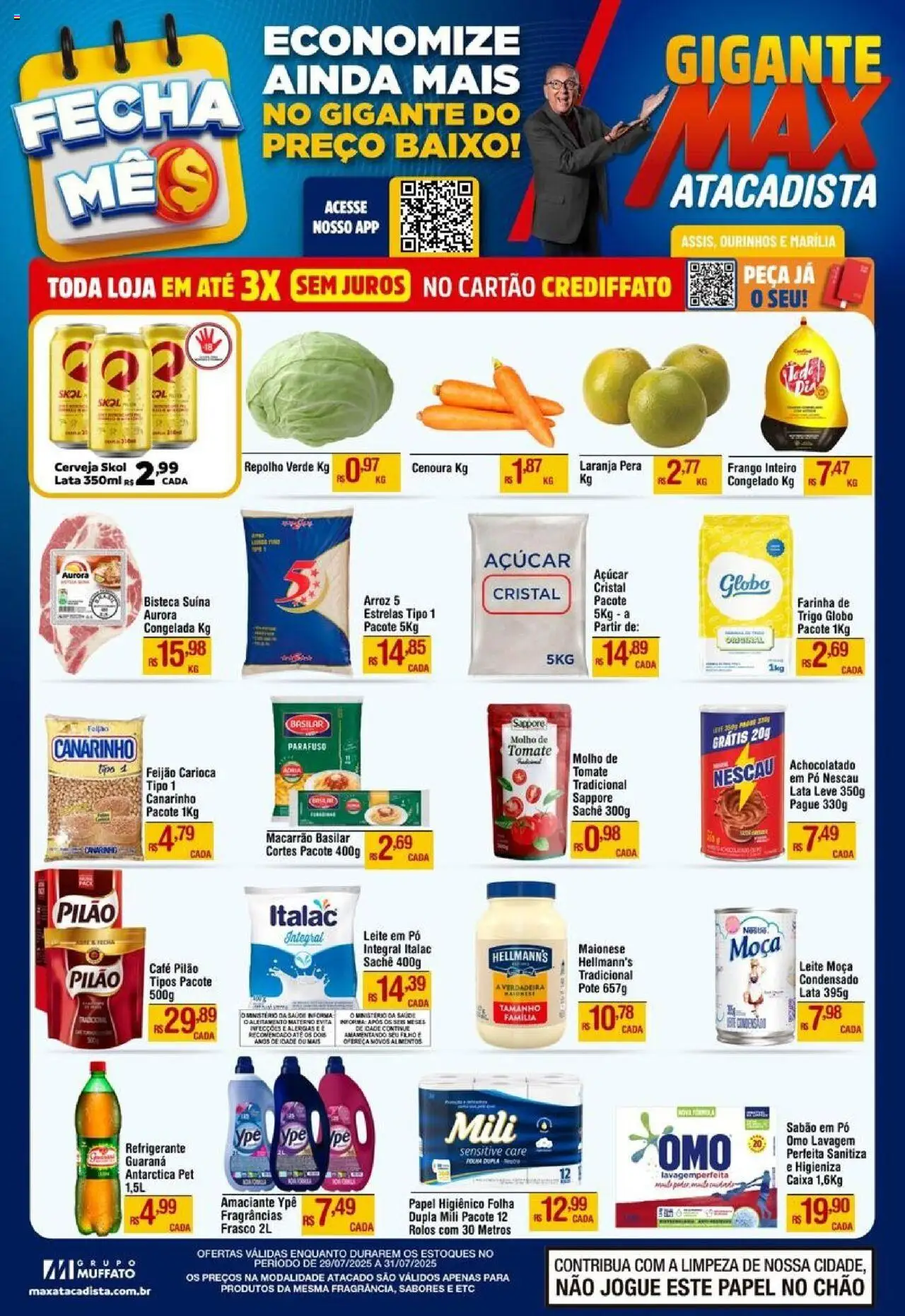 Max Atacadista Folheto - válido de 27.07.2025 | Página: 1 | Produtos: Repolho, Leite, Baixo, Refrigerante