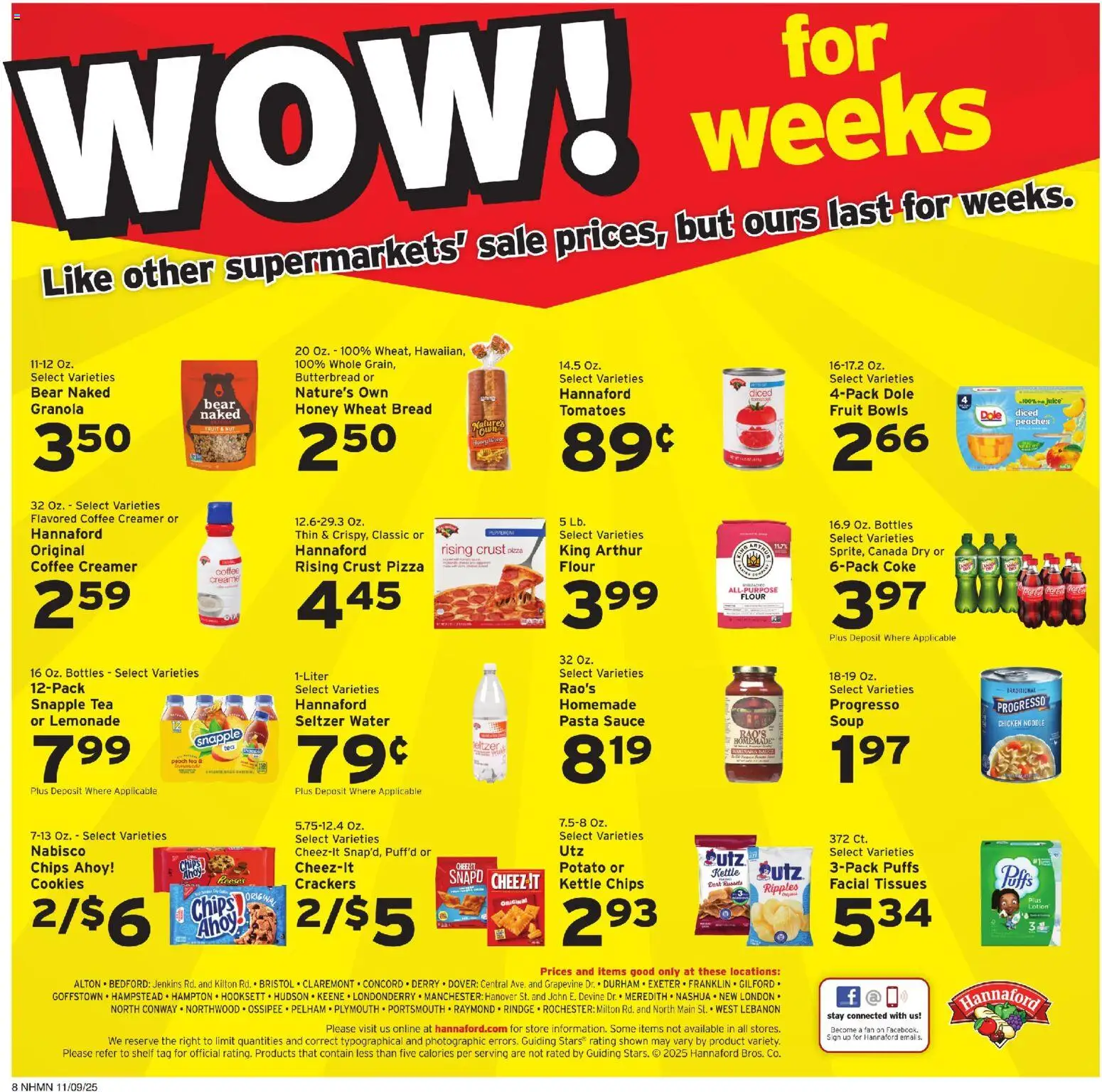 Hannaford Weekly Ad - valid from 09.11.2025 | Page: 8 | Products: Coffee, Juice, Pasta, Sauce