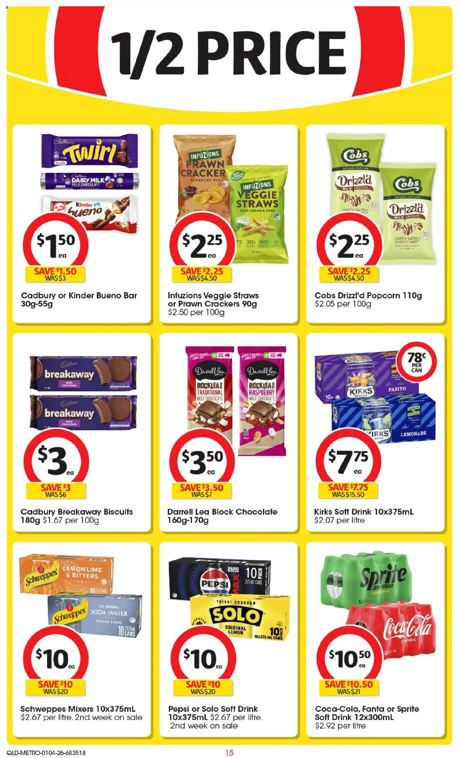 Coles catalogue - valid from 01.04.2026 | Page: 15 | Products: Crackers, Milk, Chocolate, Raspberry