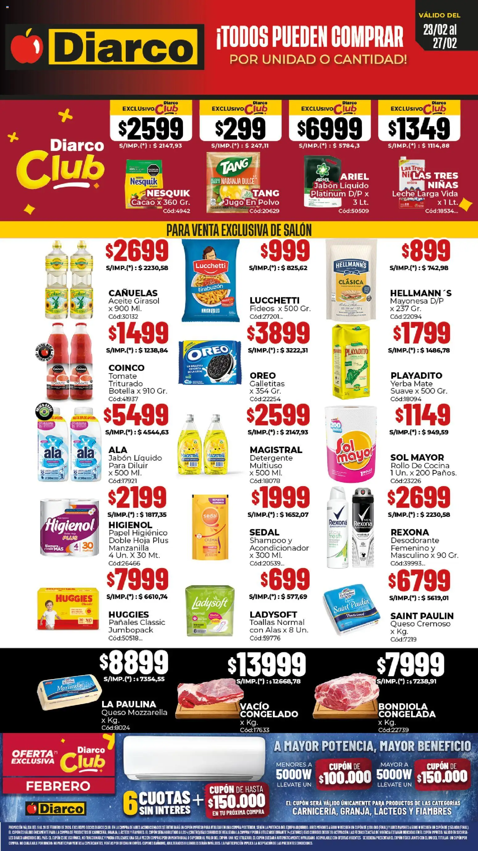 Diarco ofertas │ válido desde el 23.02.2026 | Página: 1 | Productos: Papel higiénico, Desodorante, Leche, Crema