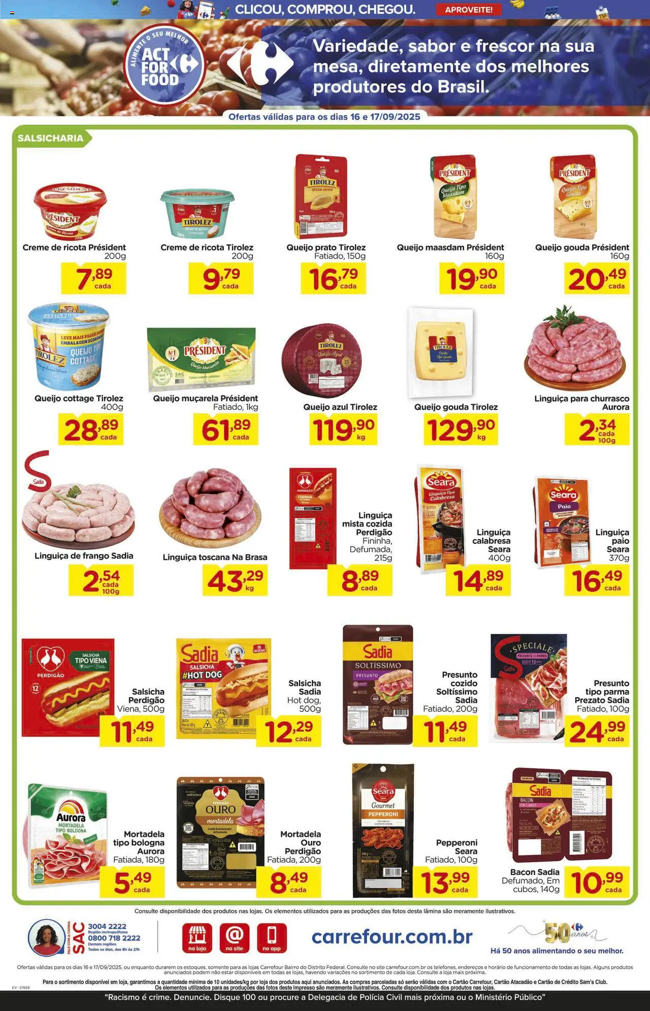 Carrefour Bairro Folheto - válido de 16.09.2025 | Página: 3 | Produtos: Presunto, Muçarela, Creme, Frango