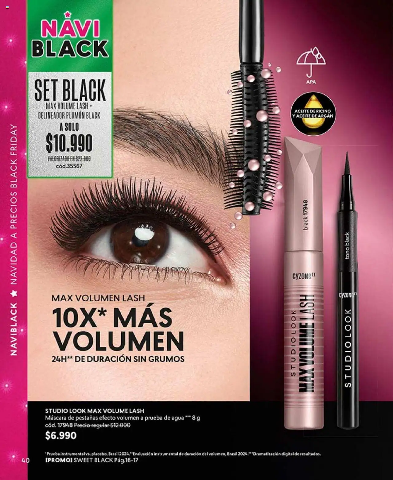 Catálogo CyZone Campaña 17 │ válido desde el 14.10.2025 | Página: 40 | Productos: Agua, Máscara, Delineador, Plumón