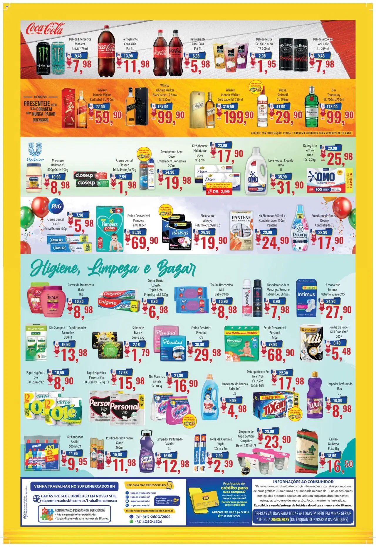 Supermercados BH Folheto - válido de 01.08.2025 | Página: 4 | Produtos: Detergente, Purificador, Refrigerante, Maionese
